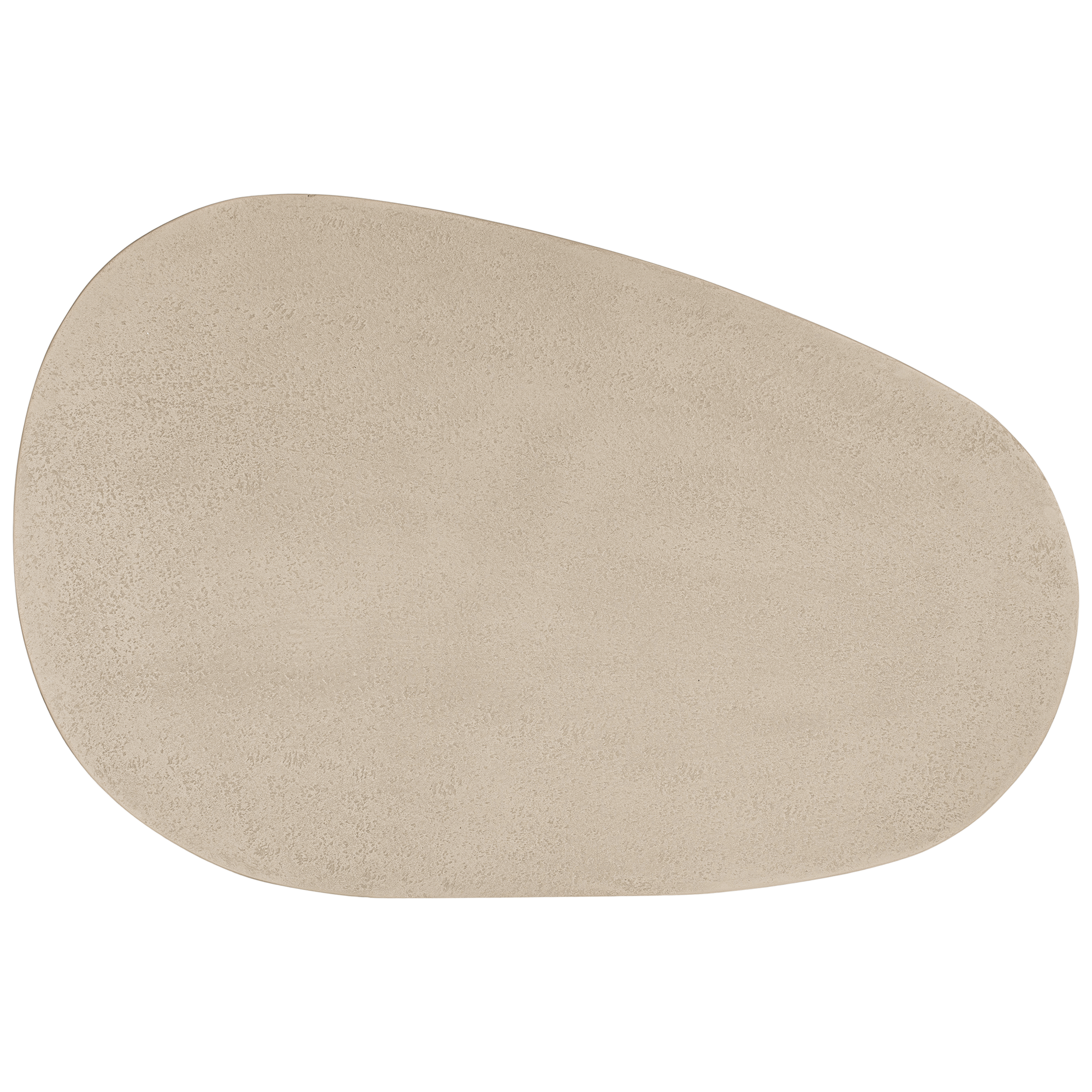 Lantara coffee table in driftstone finish with sculptural pedestal base and soft rounded top.