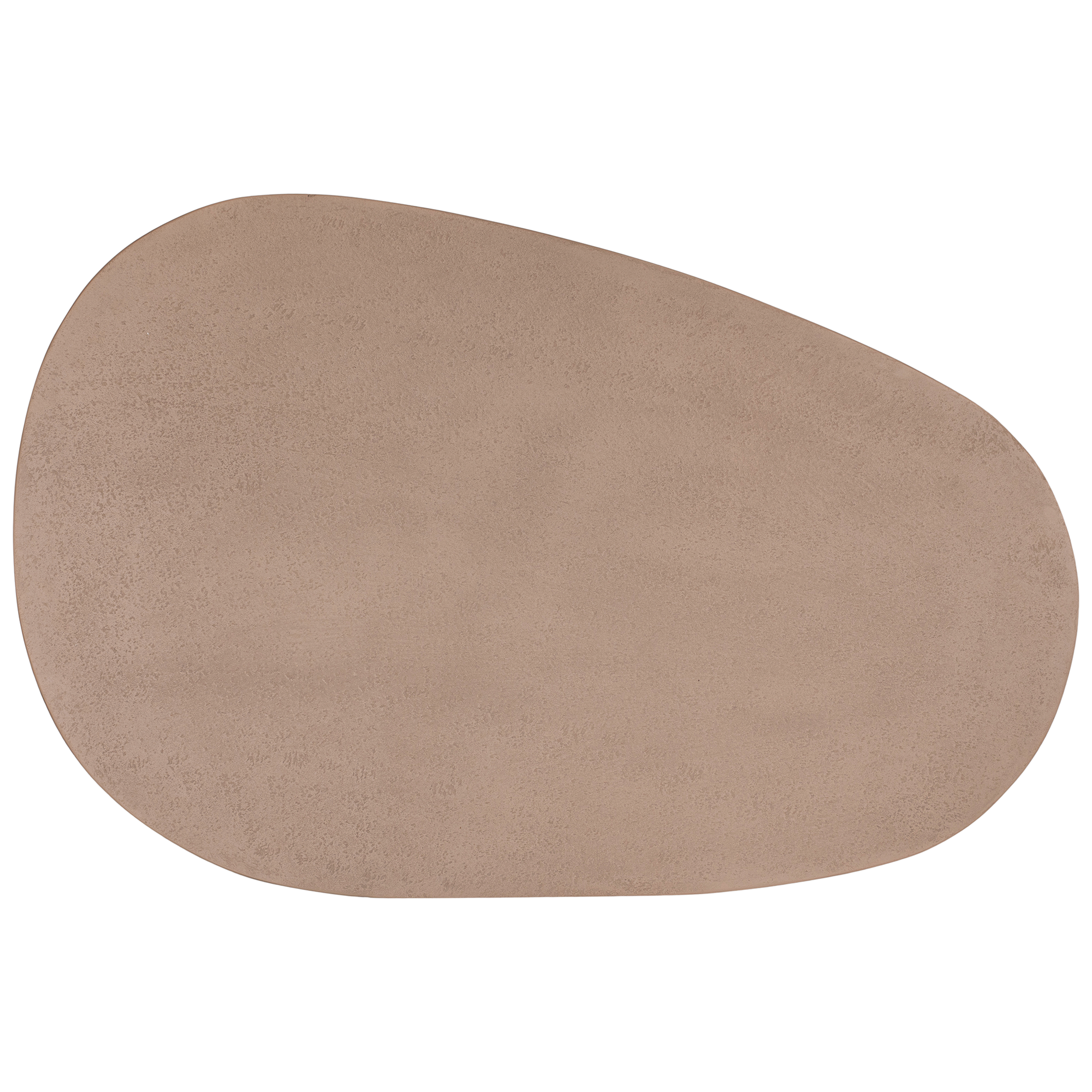 Lantara coffee table large in nomad dune finish with elongated oval top and three rounded sculptural legs.