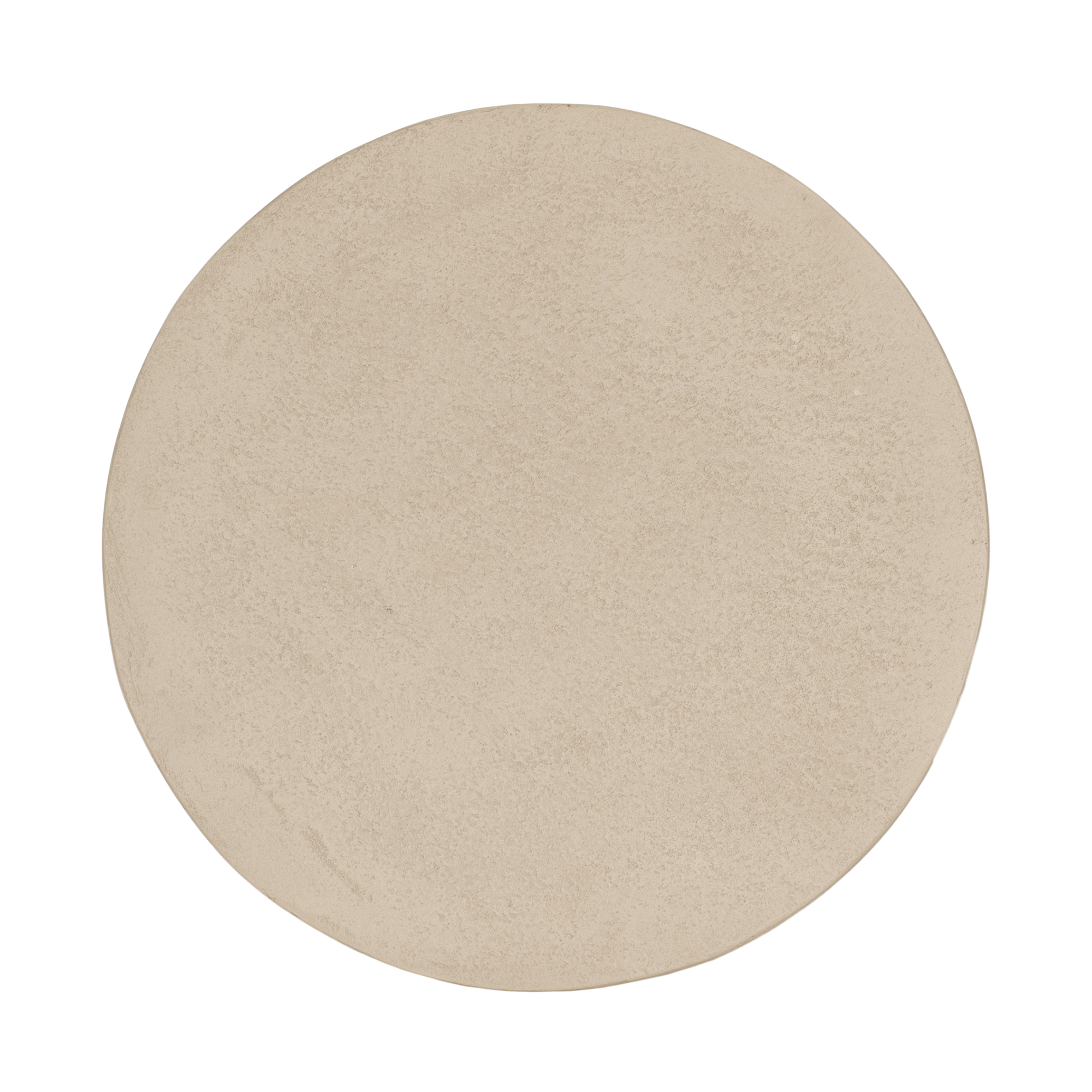 Lantara side table in driftstone finish with sculptural pedestal base and soft rounded top.