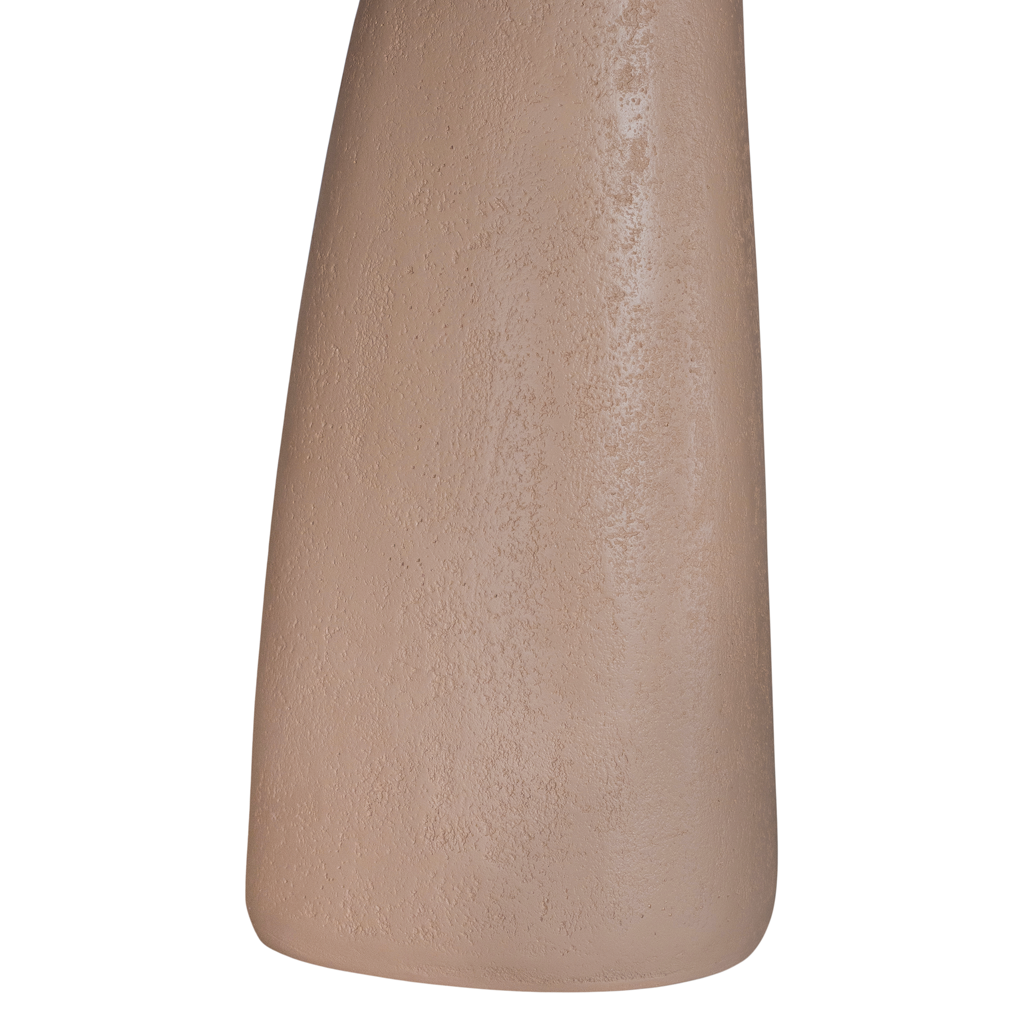 Lantara side table in nomad dune with tapered sculptural base and rounded top shown in a clean minimal setting.