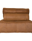 A stylish leather modular sofa with a low-profile design and plush cushioning, offering a relaxed and contemporary seating option for modern interiors