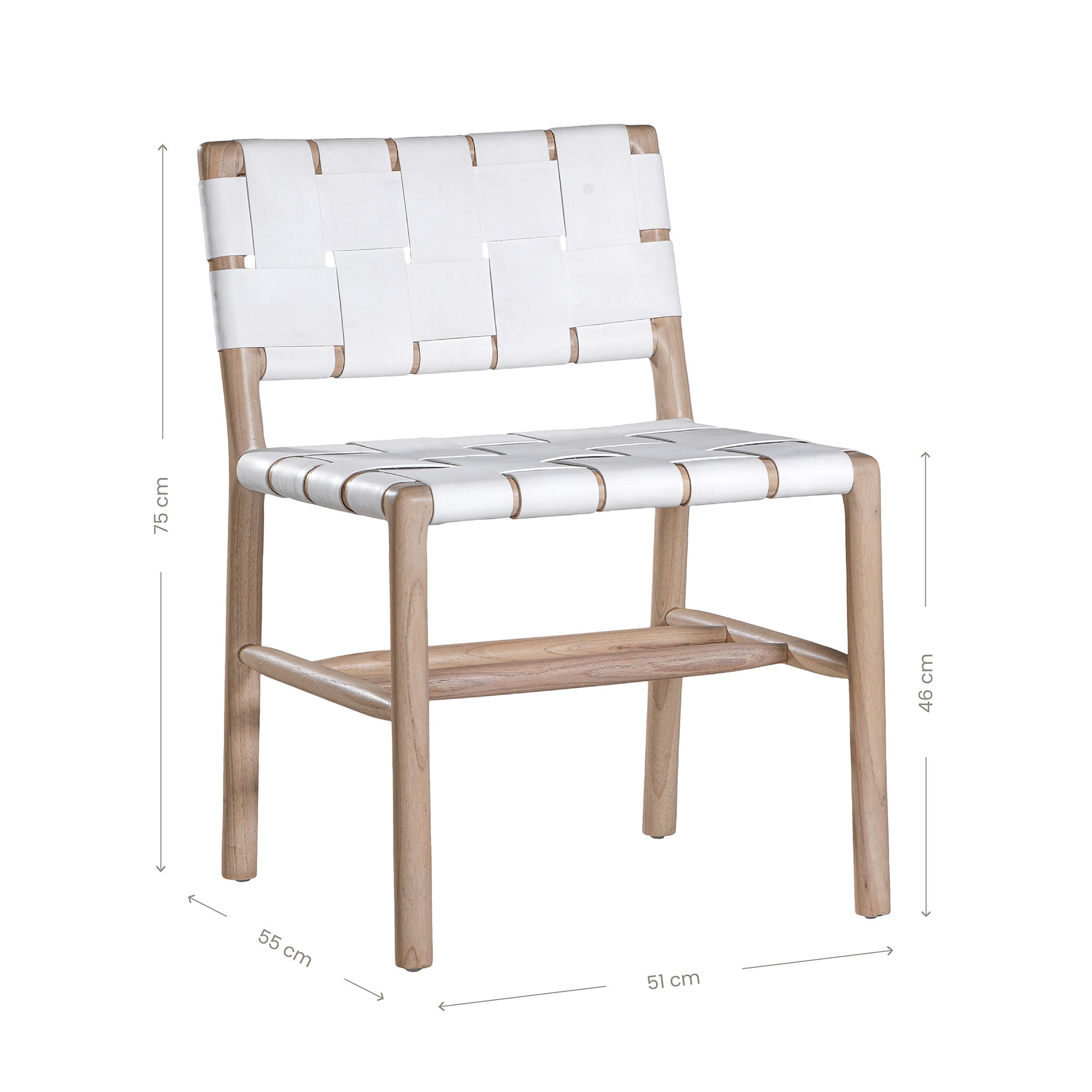 The Kulala Living Leather Weave Dining Chair features a handwoven white leather seat and backrest, elegantly paired with a natural timber frame. This contemporary yet timeless design adds a sophisticated touch to any dining space, seamlessly blending organic textures with refined craftsmanship