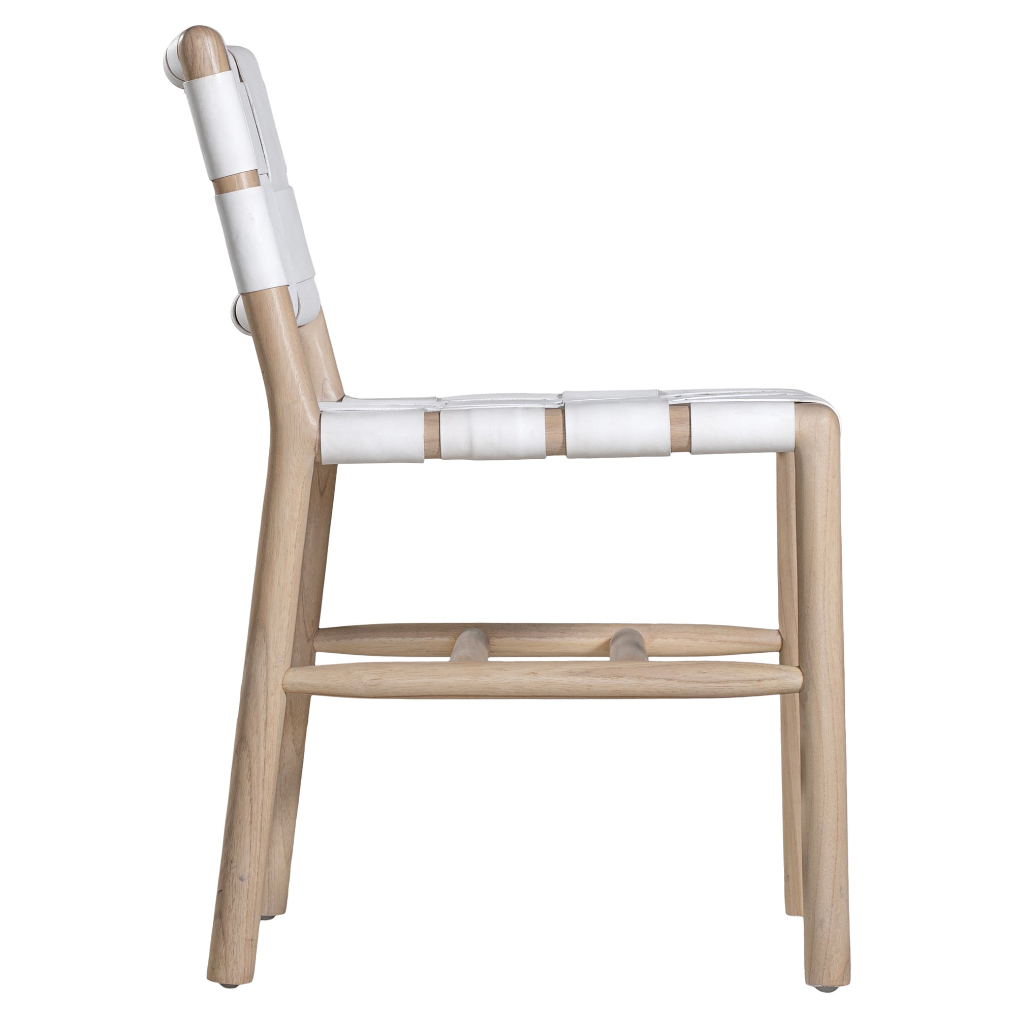The Kulala Living Leather Weave Dining Chair features a handwoven white leather seat and backrest, elegantly paired with a natural timber frame. This contemporary yet timeless design adds a sophisticated touch to any dining space, seamlessly blending organic textures with refined craftsmanship