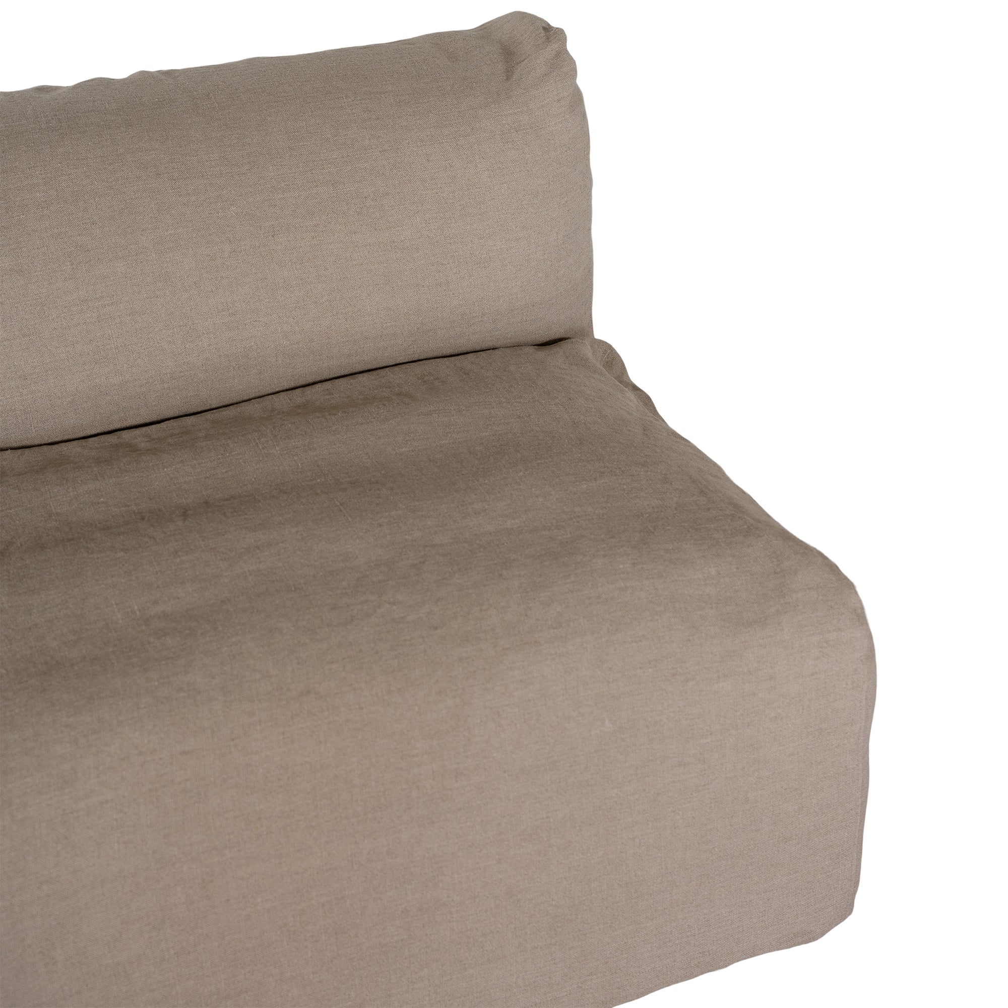 Natural linen modular sofa with plush upholstery, offering a relaxed and comfortable seating option for modern living spaces