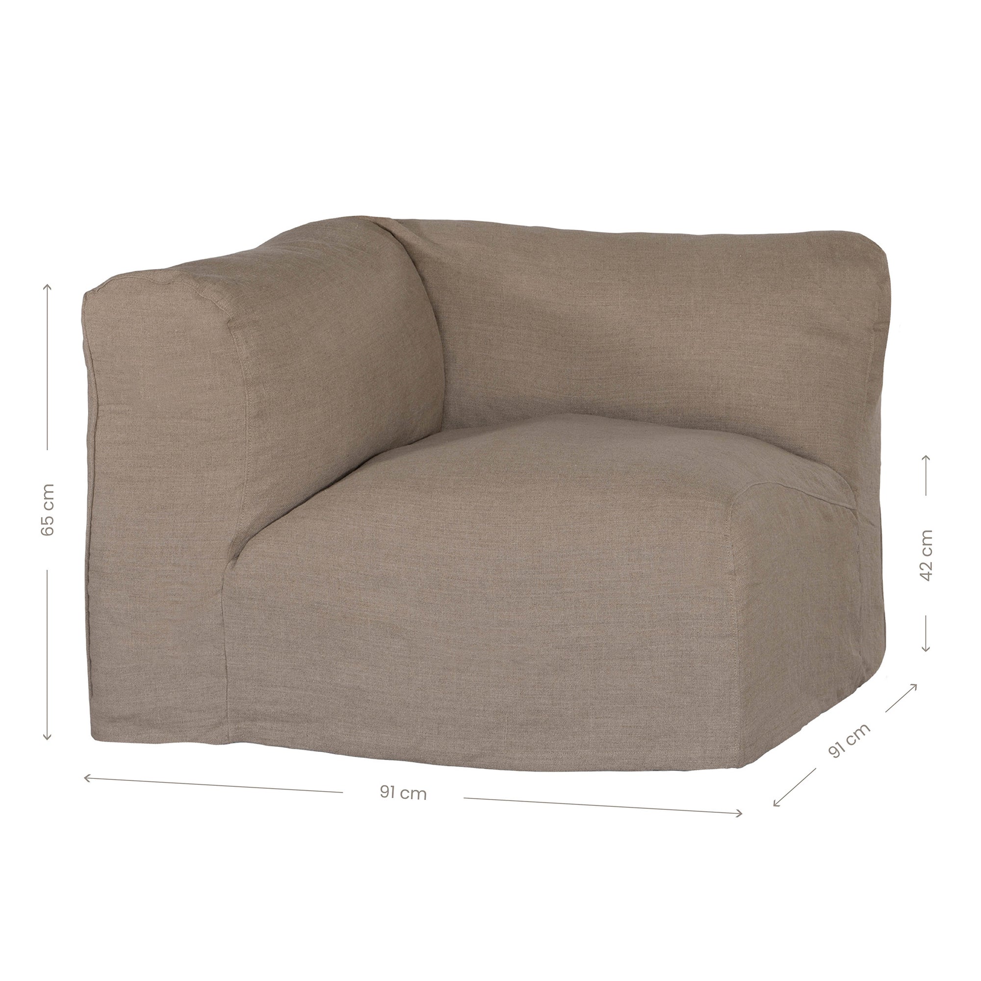 Natural linen modular sofa with plush upholstery, offering a relaxed and comfortable seating option for modern living spaces