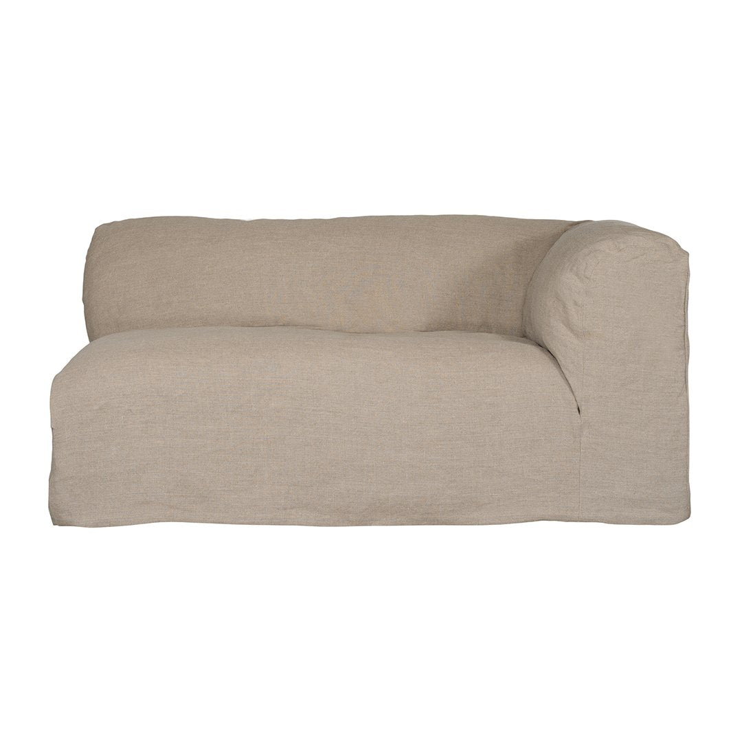 Natural linen modular sofa with plush upholstery, offering a relaxed and comfortable seating option for modern living spaces