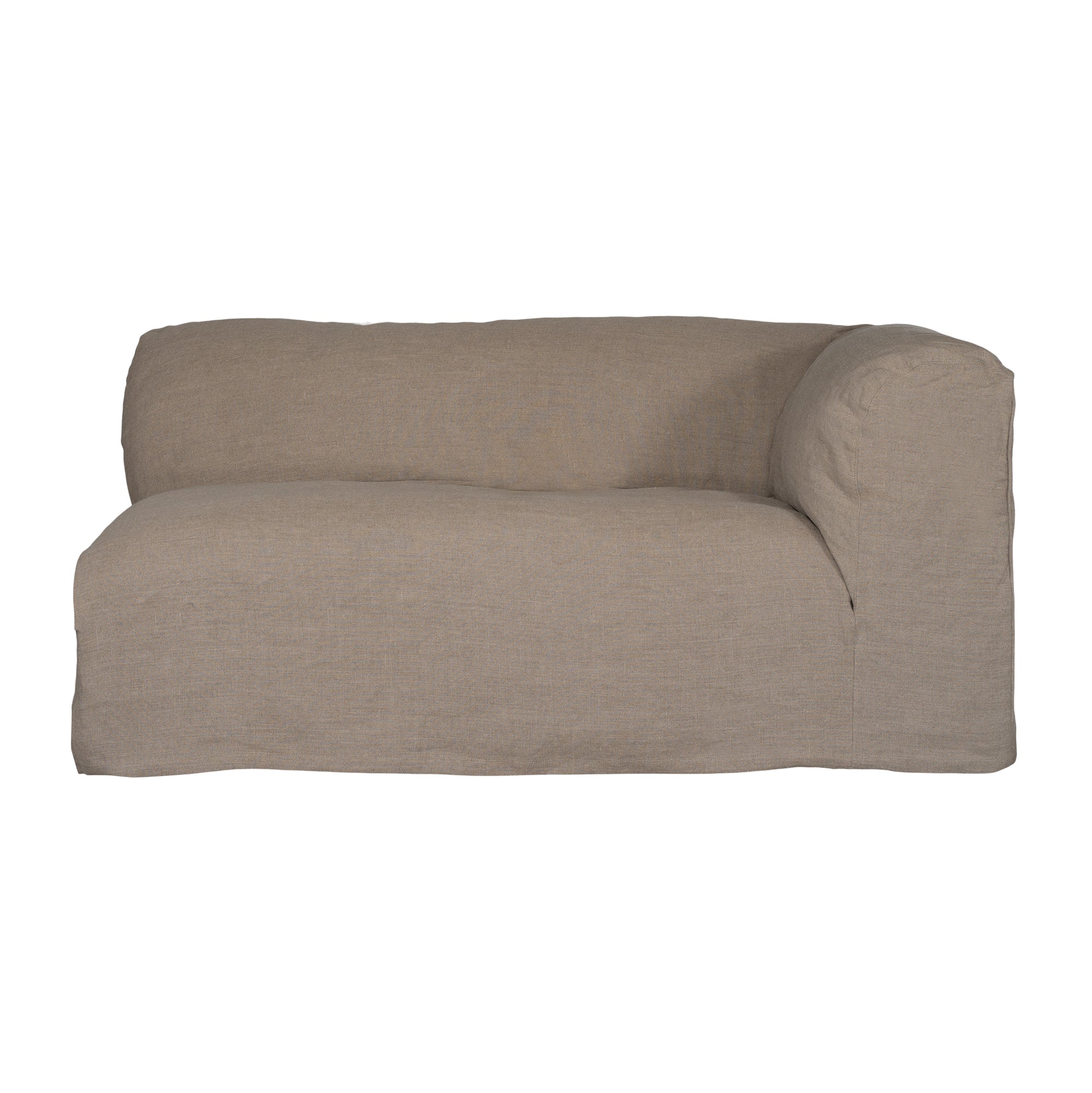 Natural linen modular sofa with plush upholstery, offering a relaxed and comfortable seating option for modern living spaces