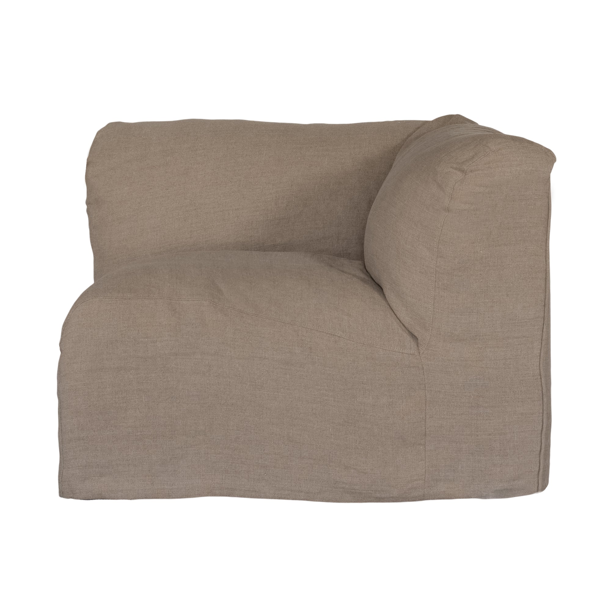 Natural linen modular sofa with plush upholstery, offering a relaxed and comfortable seating option for modern living spaces