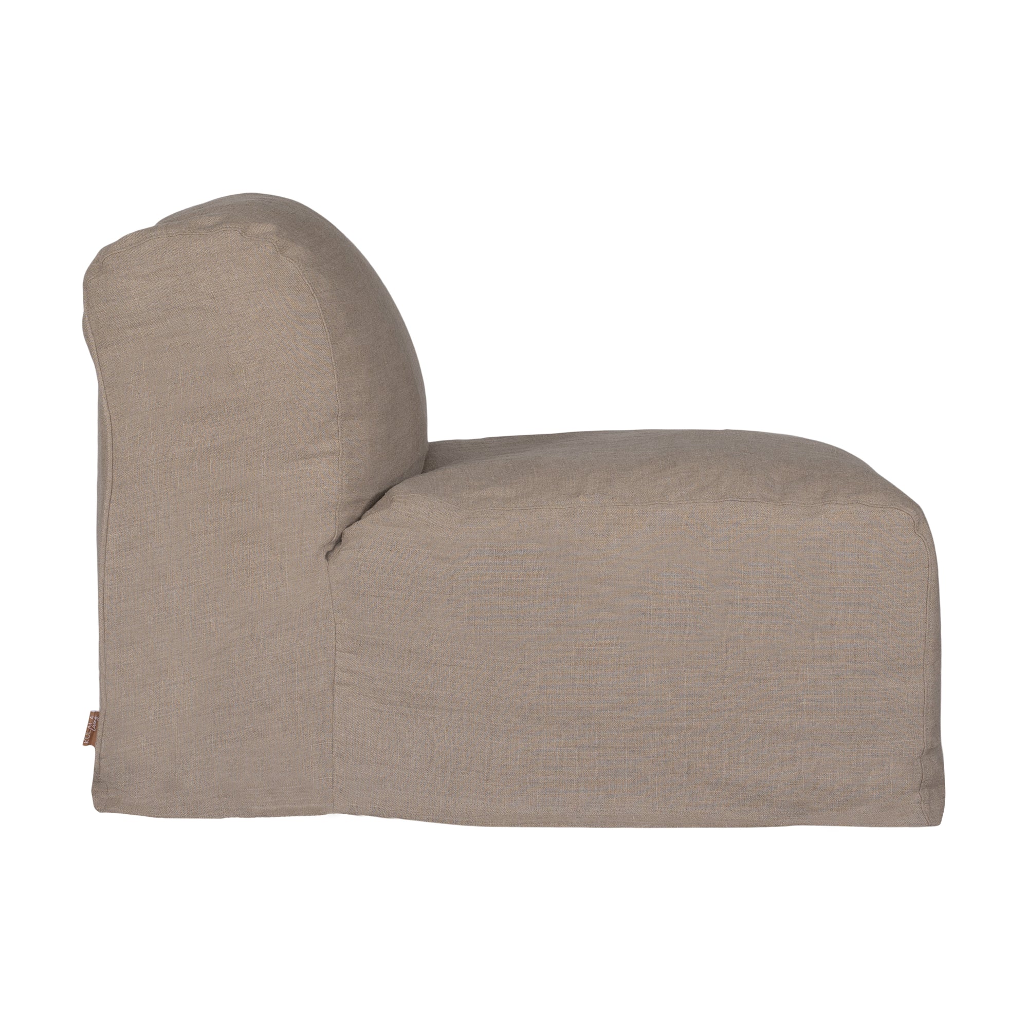 Natural linen modular sofa with plush upholstery, offering a relaxed and comfortable seating option for modern living spaces