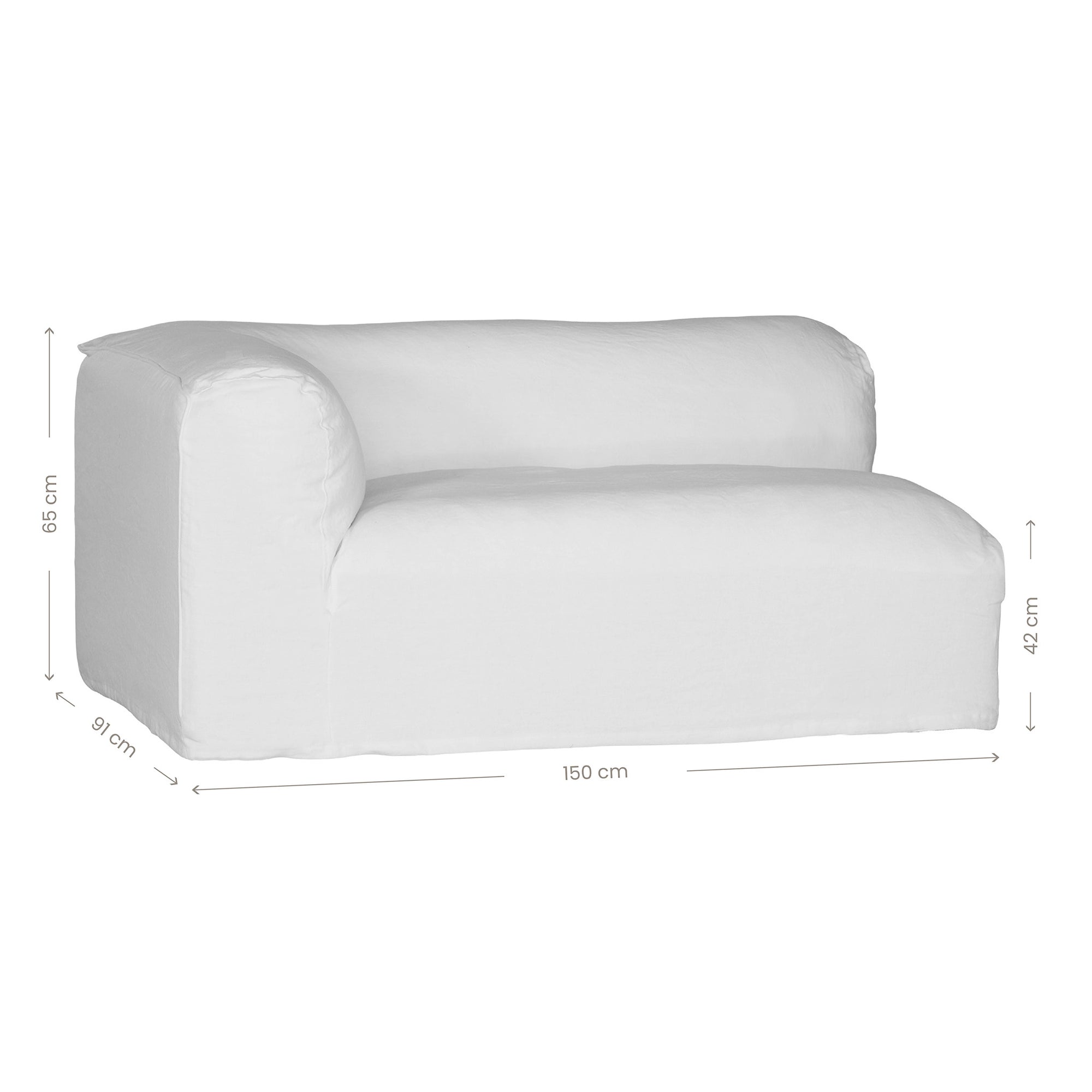 White linen modular sofa with plush upholstery, offering a relaxed and comfortable seating option for modern living spaces