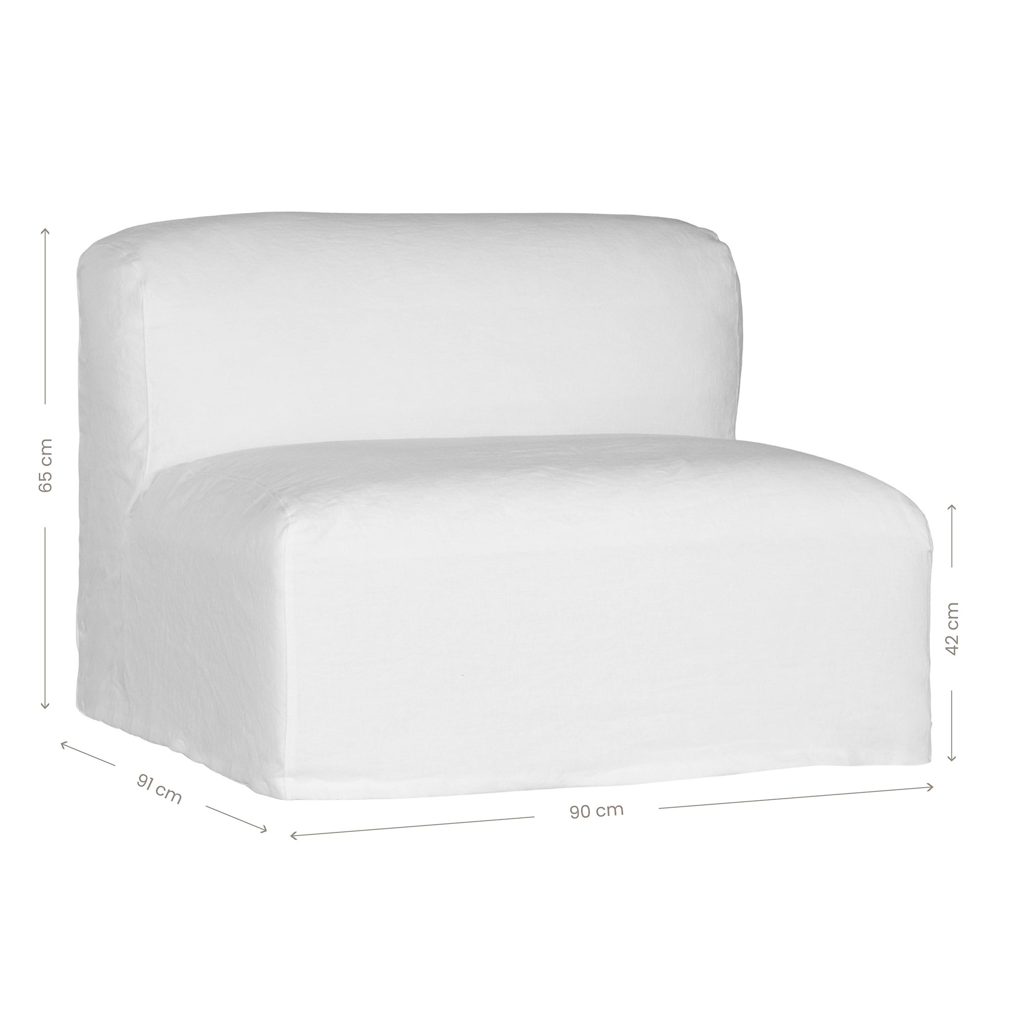 White linen modular sofa with plush upholstery, offering a relaxed and comfortable seating option for modern living spaces
