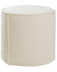 A linen slipcover pouf with a soft, rounded silhouette. This versatile upholstered ottoman offers a relaxed, natural aesthetic, perfect for adding extra seating or a stylish accent to any space.