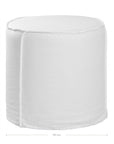 A linen slipcover pouf with a soft, rounded silhouette. This versatile upholstered ottoman offers a relaxed, natural aesthetic, perfect for adding extra seating or a stylish accent to any space.