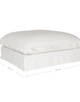 Karima Linen Ottoman Footstool Pouf - KULALA Iiving. A plush linen slipcover ottoman in a cool white tone, featuring a relaxed silhouette with a soft cushion top. Perfect for versatile seating, a footrest, or as a stylish accent in contemporary and coastal-inspired interiors