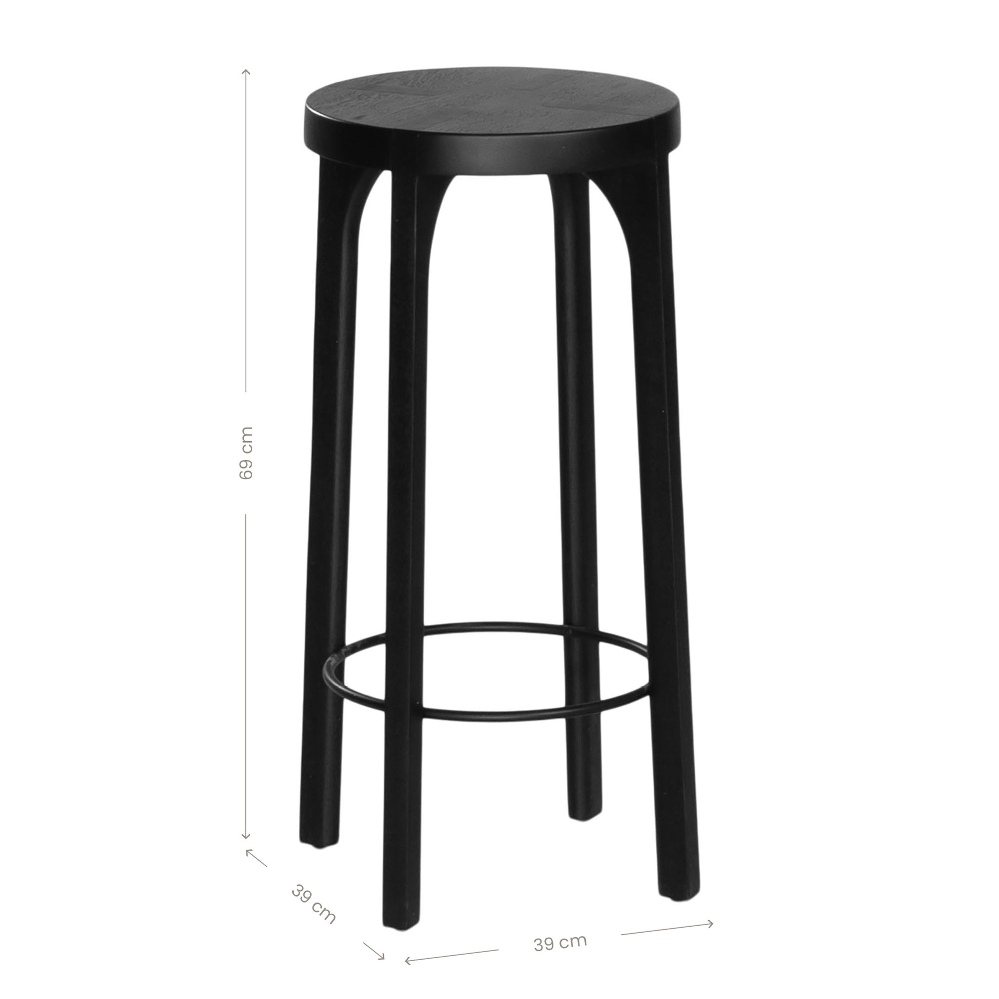 Lola Oak Barstool Black