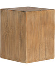 Kulala Living solid magnesium oxide block side table, showcasing organic grain patterns and a minimalist cube design. A versatile and stylish furniture piece