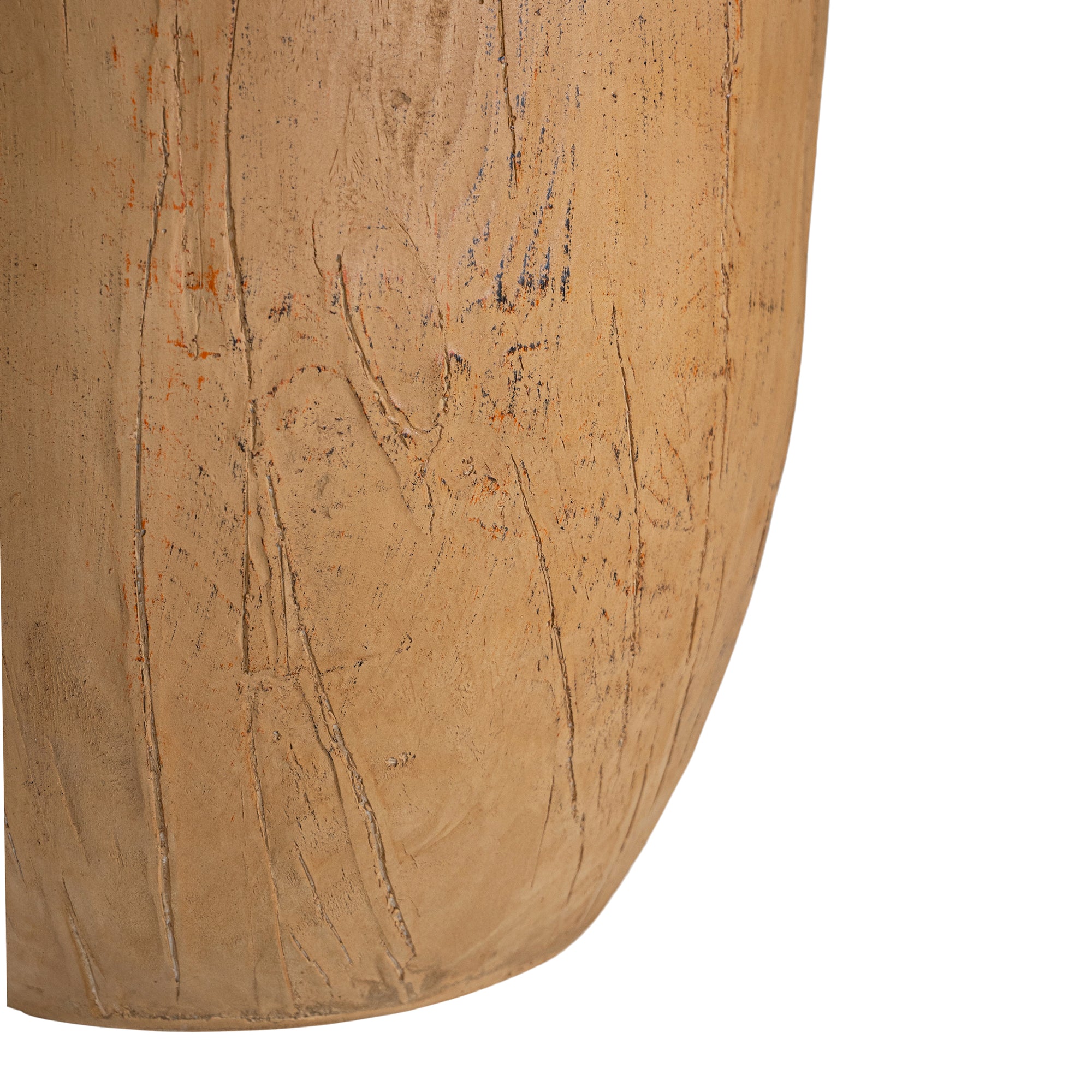 Handcrafted magnesium oxide side table with a natural finish, featuring organic grain patterns for a timeless aesthetic