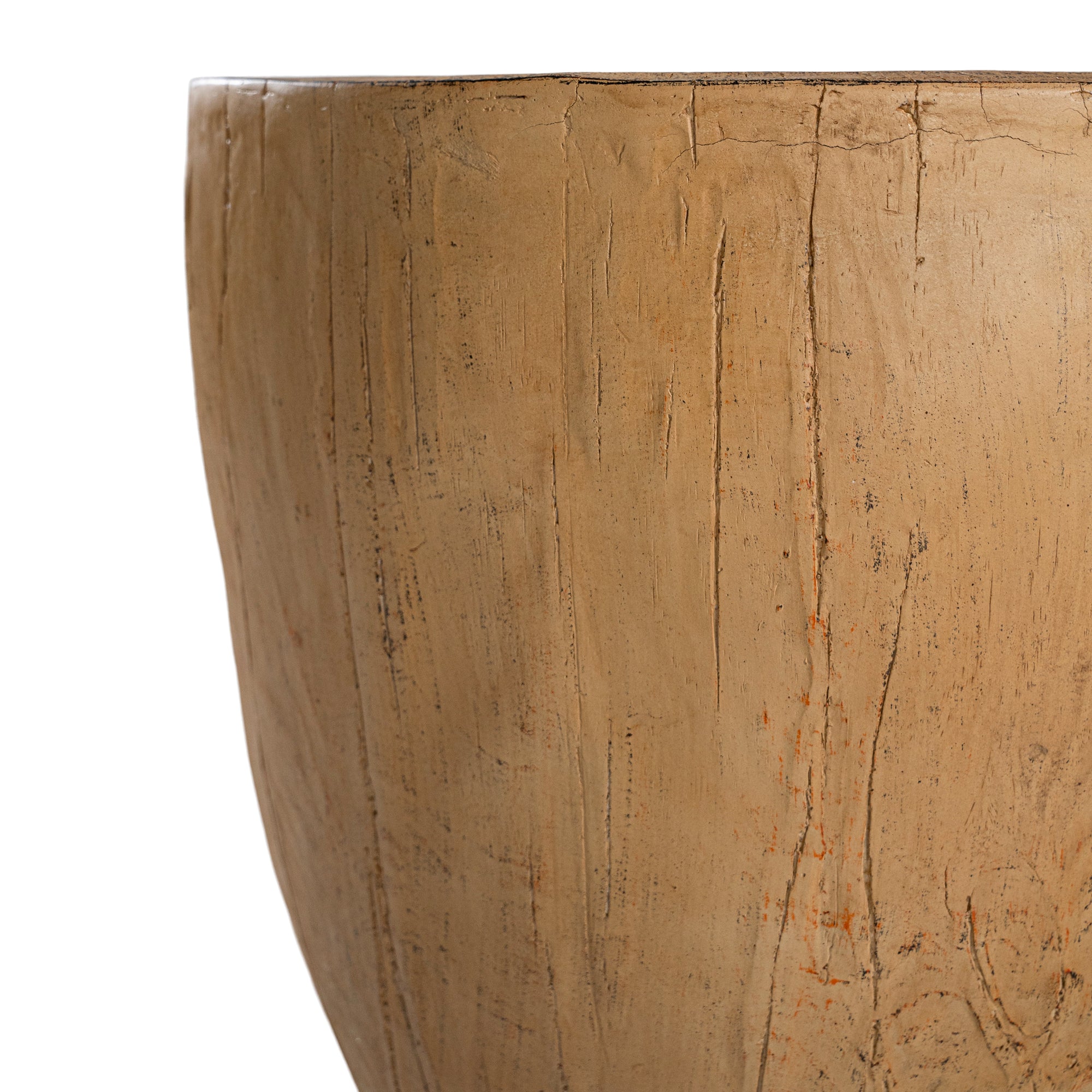 Handcrafted magnesium oxide side table with a natural finish, featuring organic grain patterns for a timeless aesthetic