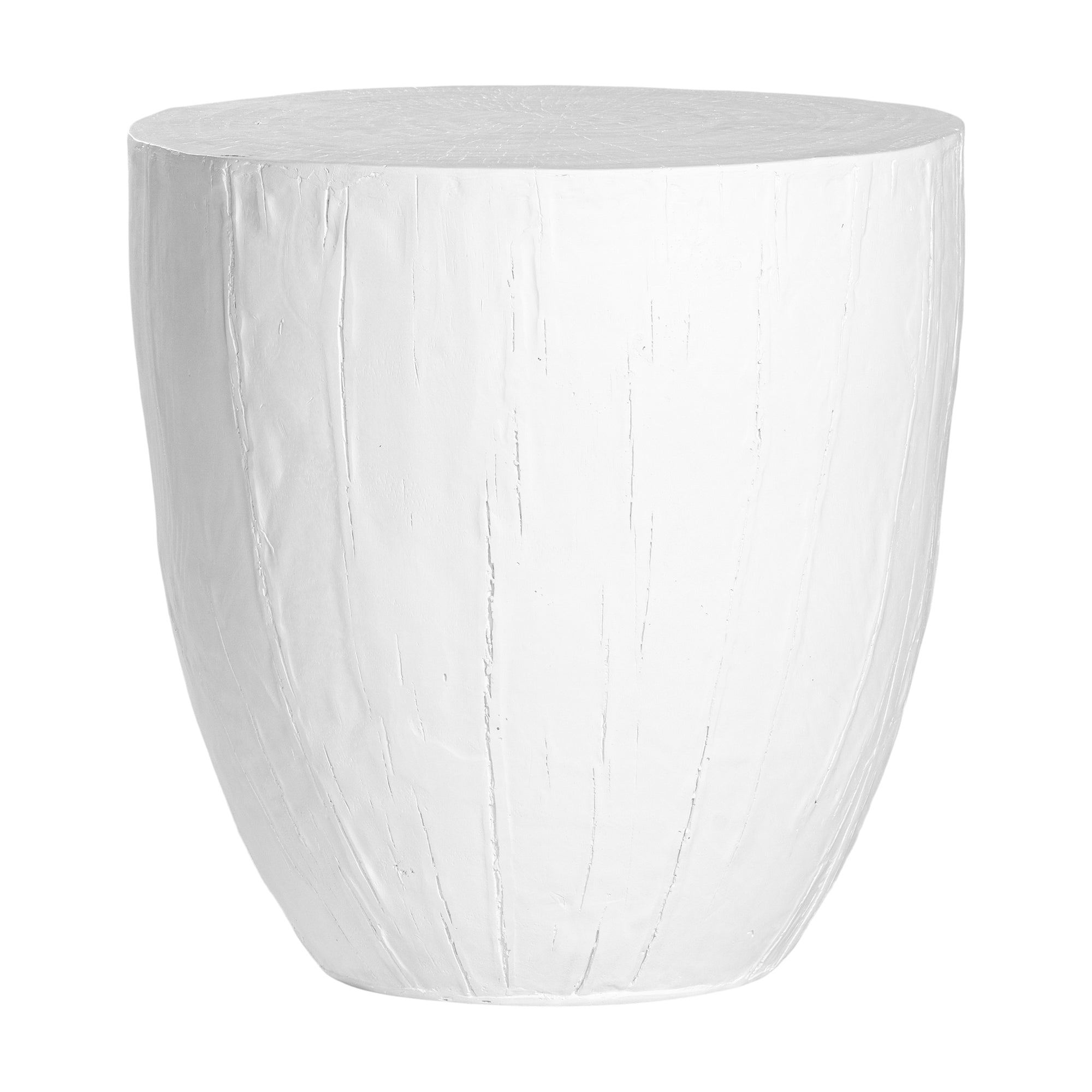 Handcrafted magnesium oxide side table with a natural finish, featuring organic grain patterns for a timeless aesthetic