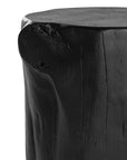 Magnesium oxide stump side table with a natural wood finish, showcasing organic grain patterns and rustic texture, ideal for indoor or outdoor styling.