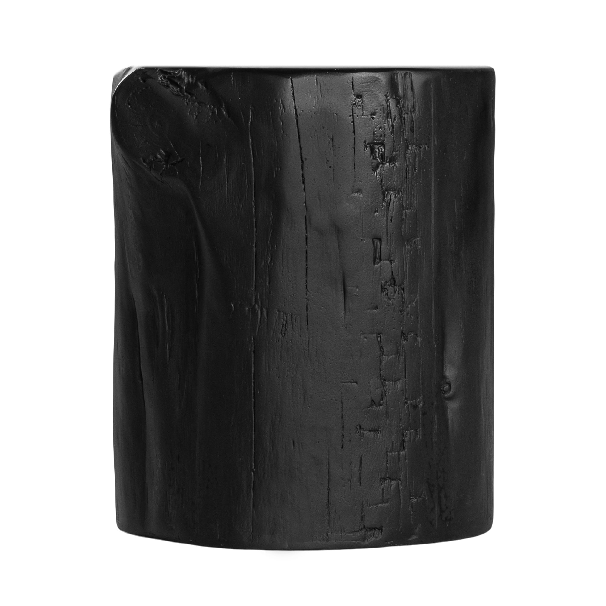 Magnesium oxide stump side table with a natural wood finish, showcasing organic grain patterns and rustic texture, ideal for indoor or outdoor styling.