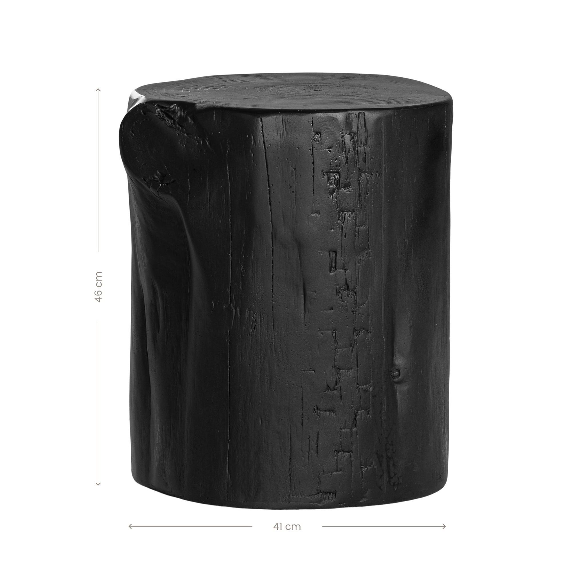 Magnesium oxide stump side table with a natural wood finish, showcasing organic grain patterns and rustic texture, ideal for indoor or outdoor styling.