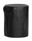 Magnesium oxide stump side table with a natural wood finish, showcasing organic grain patterns and rustic texture, ideal for indoor or outdoor styling.