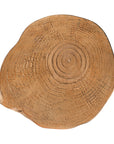 Magnesium oxide stump side table with a natural wood finish, showcasing organic grain patterns and rustic texture, ideal for indoor or outdoor styling.