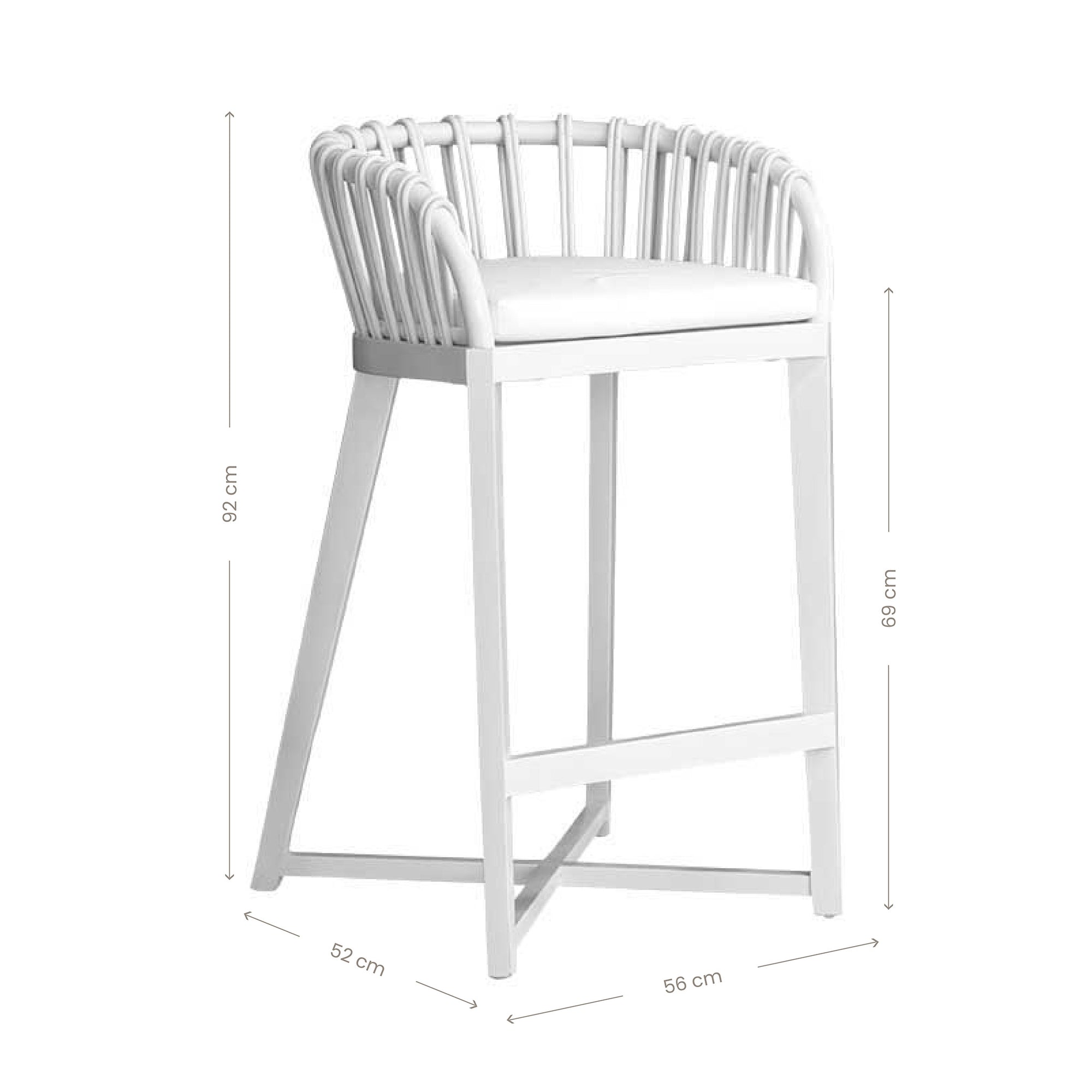 Makena Teak &amp; Rattan Barchair White - KULALA Living