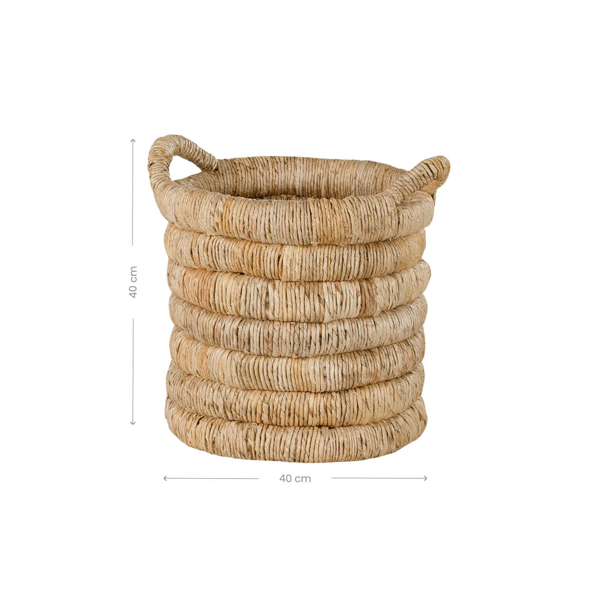 Mara natural handwoven storage basket with integrated handles in warm textured fibre set on a neutral background