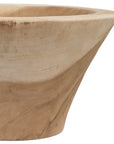 Marula bowl hand carved from solid natural wood with organic tapered shape and visible timber grain variation.