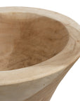 Marula bowl hand carved from solid natural wood with organic tapered shape and visible timber grain variation.