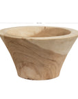 Marula bowl hand carved from solid natural wood with organic tapered shape and visible timber grain variation.