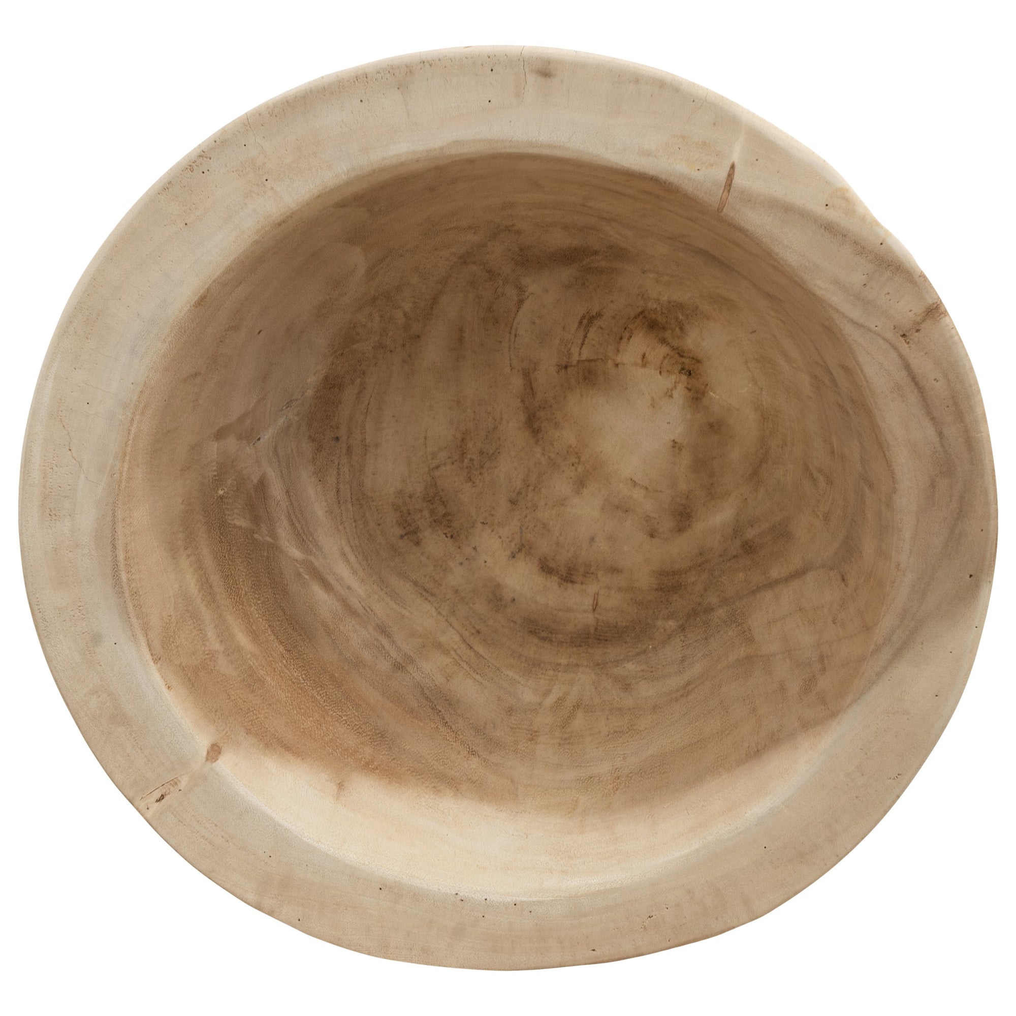 Marula bowl hand carved from solid natural wood with organic tapered shape and visible timber grain variation.