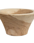 Marula bowl hand carved from solid natural wood with organic tapered shape and visible timber grain variation.