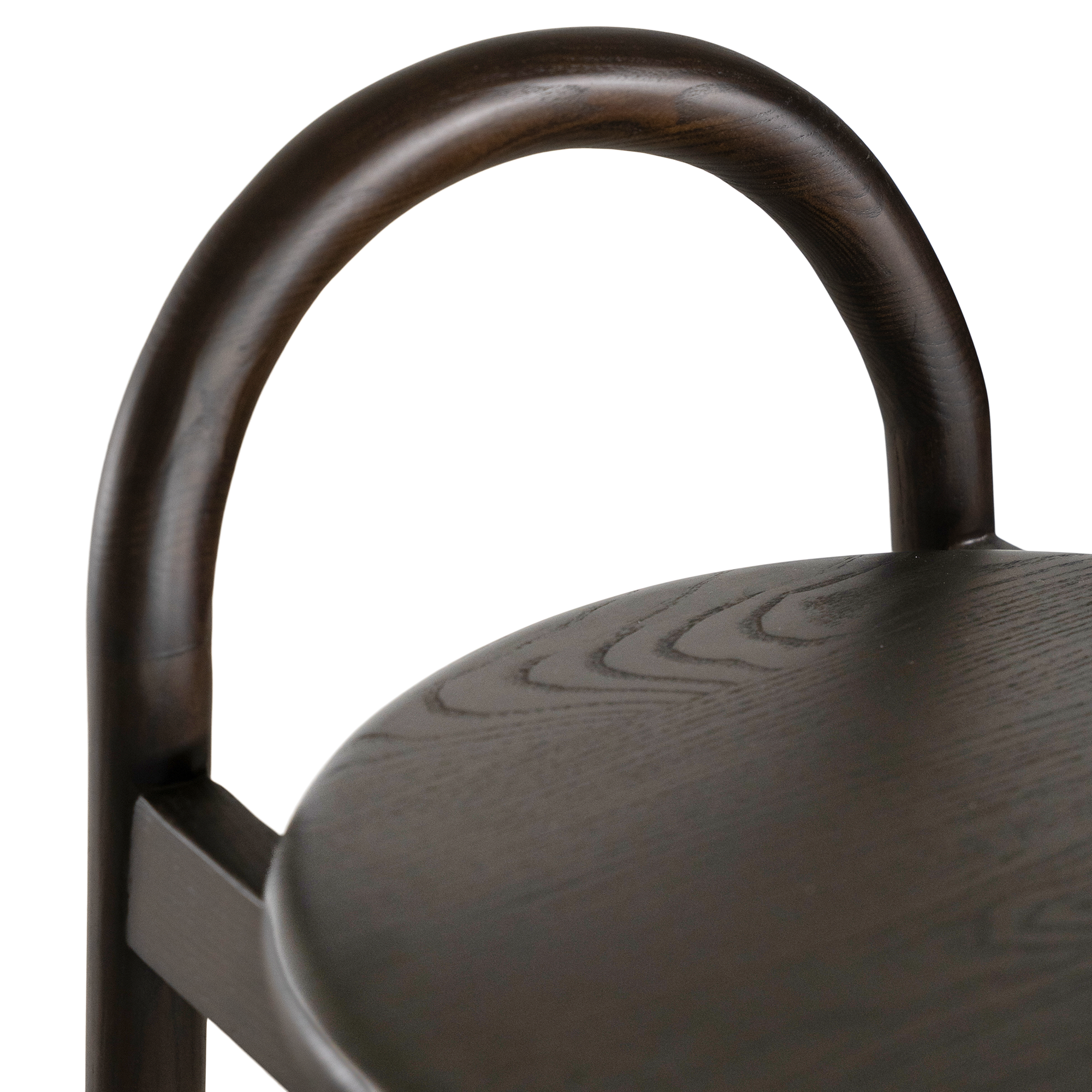 Milo barchair espresso with sculptural ashwood timber form designed for modern organic australian dining and kitchen spaces
