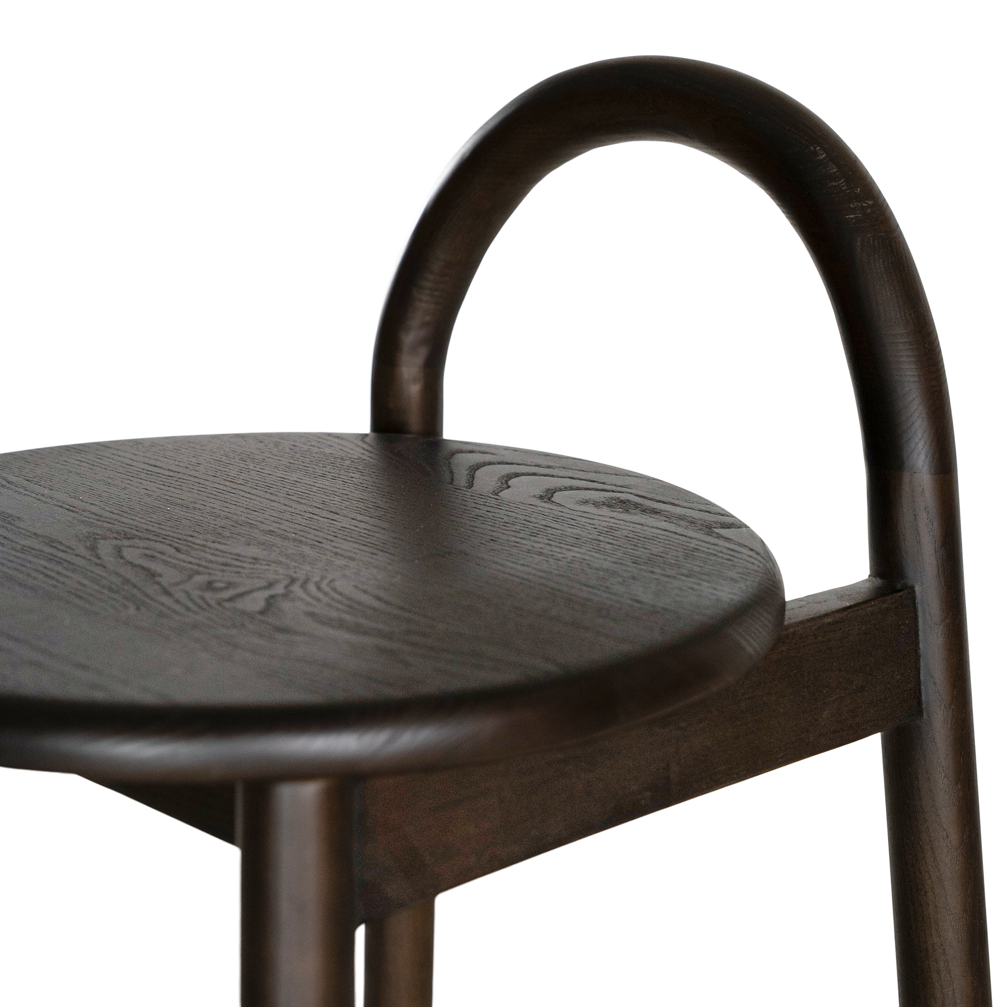 Milo barchair espresso with sculptural ashwood timber form designed for modern organic australian dining and kitchen spaces