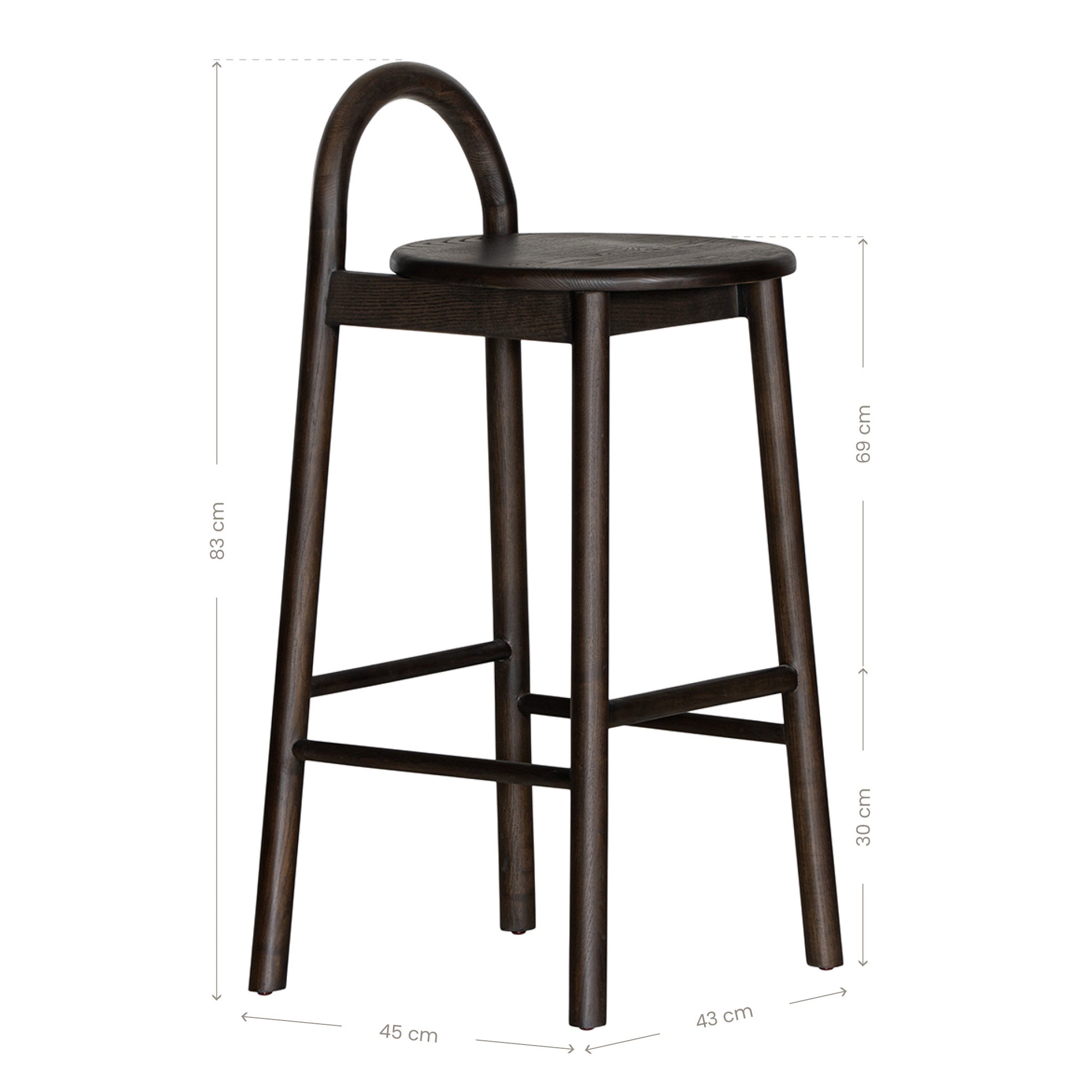 Milo barchair espresso with sculptural ashwood timber form designed for modern organic australian dining and kitchen spaces