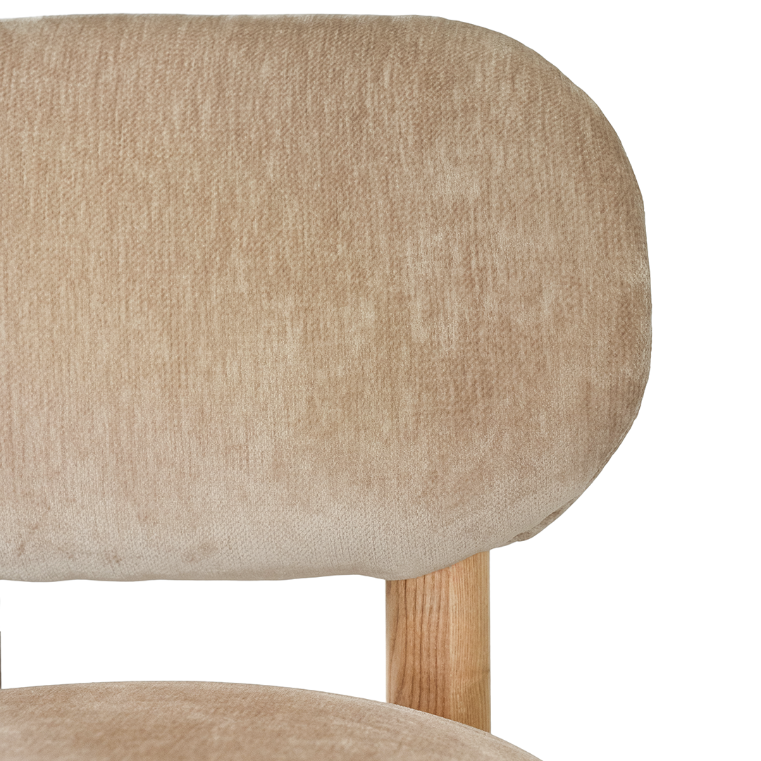 Moda dining chair dolce with soft upholstered seat and natural timber legs styled for modern australian dining interiors