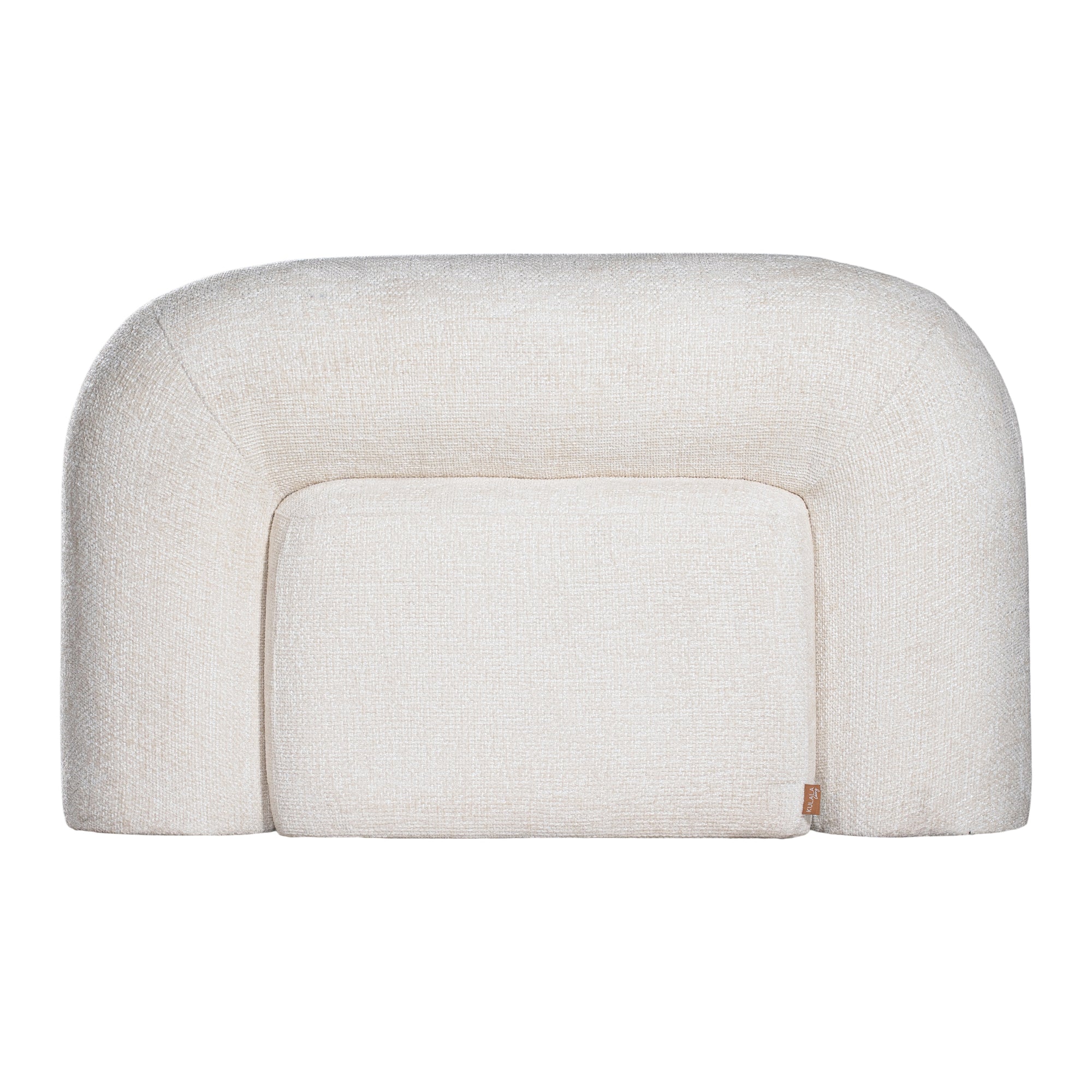 A luxurious white lounge chair with a sculptural, curved backrest and a matching ottoman, offering a bold yet elegant statement piece for contemporary interiors