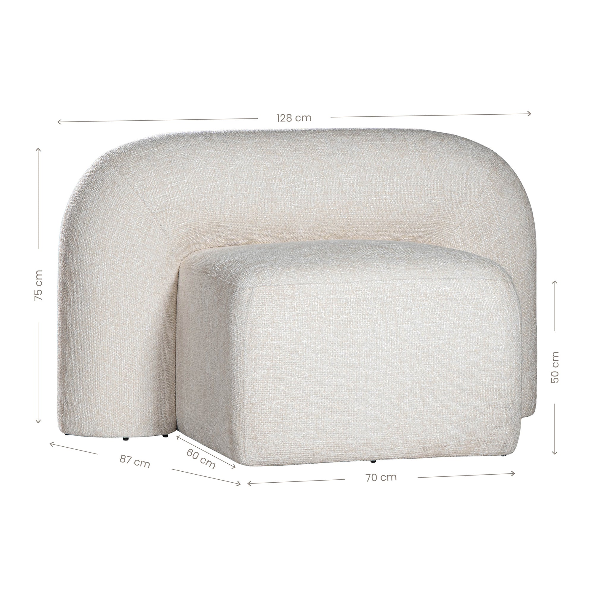 A luxurious white lounge chair with a sculptural, curved backrest and a matching ottoman, offering a bold yet elegant statement piece for contemporary interiors