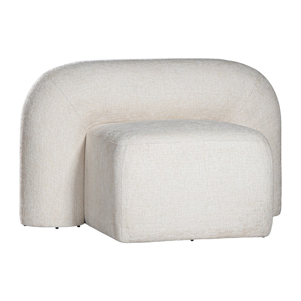 A luxurious white lounge chair with a sculptural, curved backrest and a matching ottoman, offering a bold yet elegant statement piece for contemporary interiors