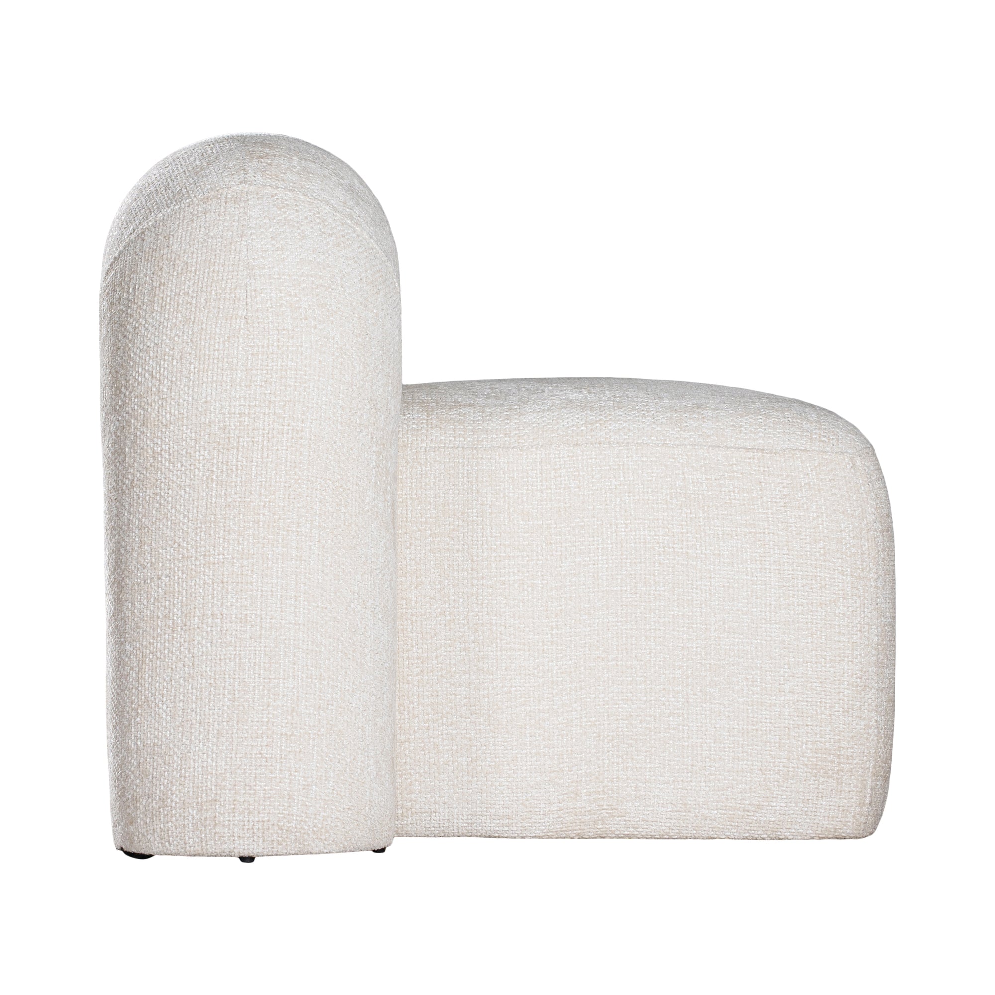 A luxurious white lounge chair with a sculptural, curved backrest and a matching ottoman, offering a bold yet elegant statement piece for contemporary interiors