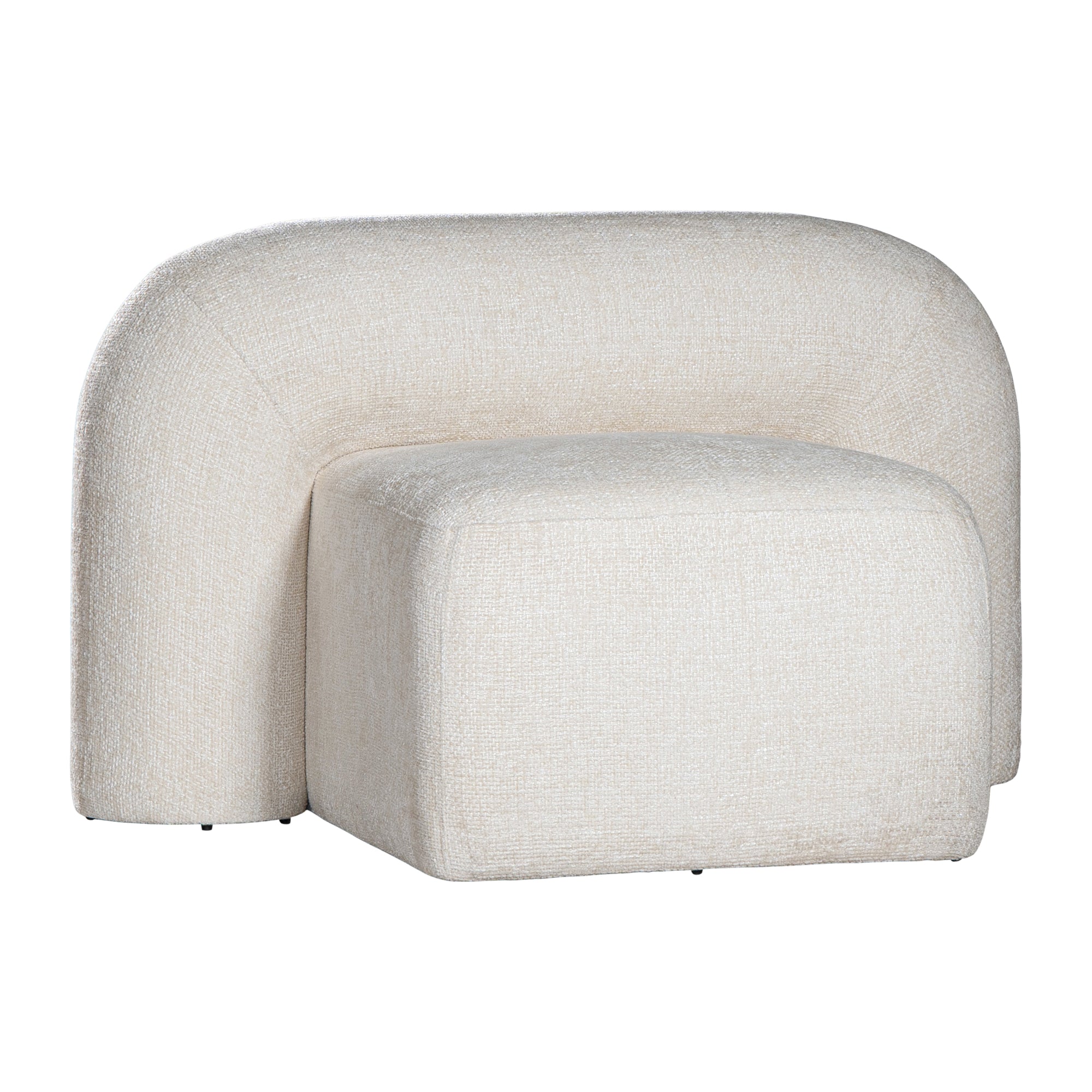A luxurious lounge chair with a sculptural, curved backrest and a matching ottoman, offering a bold yet elegant statement piece for contemporary interiors