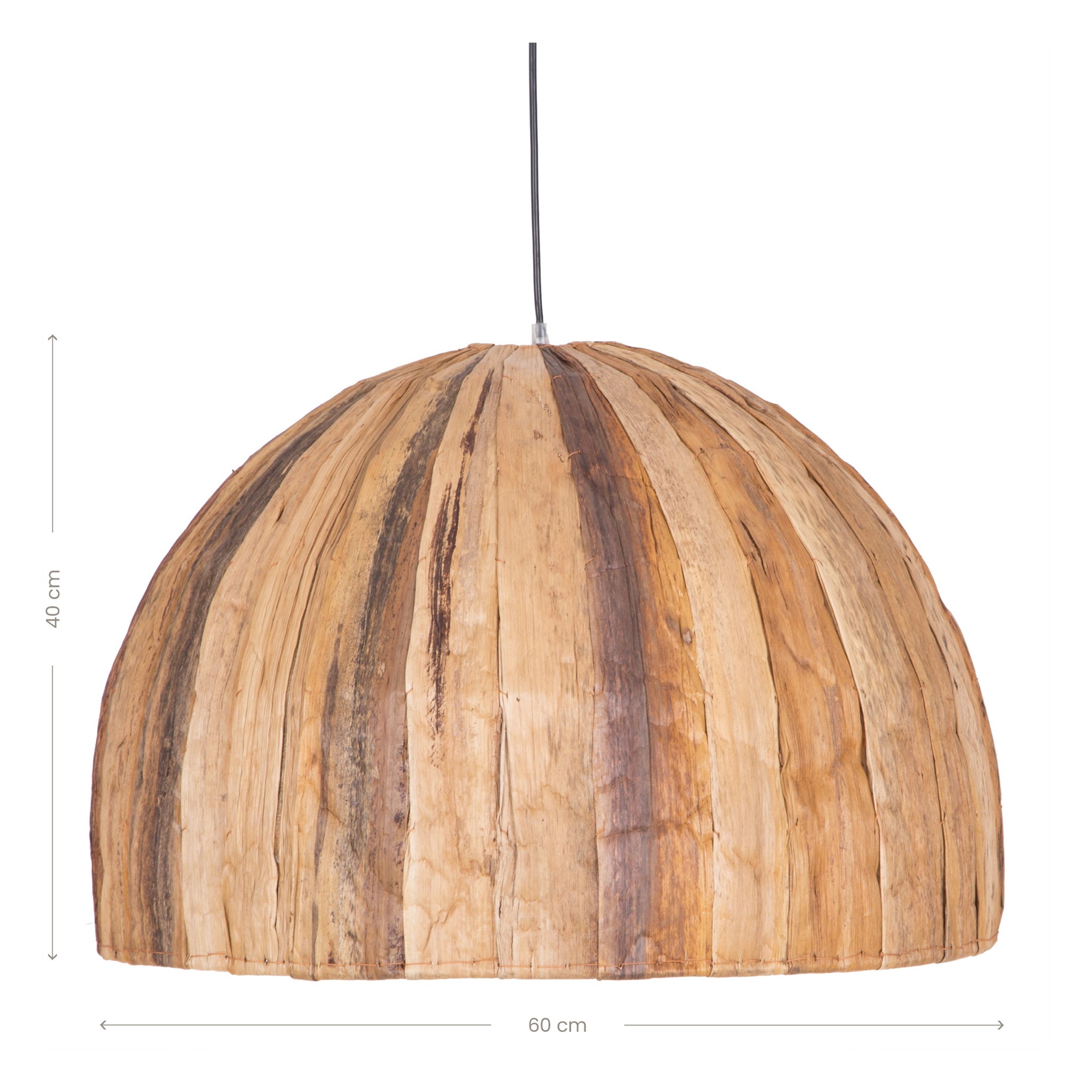 Dome-shaped pendant light crafted from natural timber strips, showcasing organic textures and warm earthy tones for a rustic yet modern aesthetic
