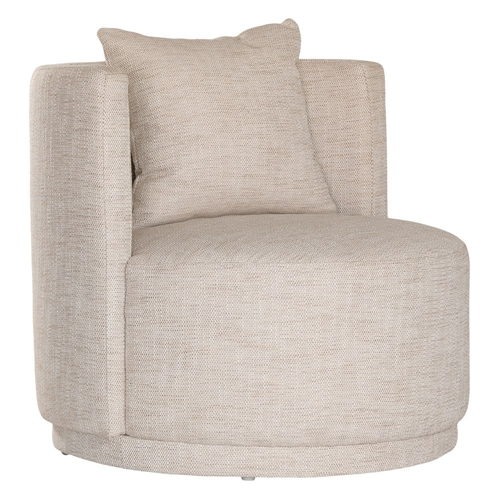 Kulala Living white boucle armchair featuring a plush, curved backrest and a matching cushion. A contemporary and cozy seating option for modern interiors