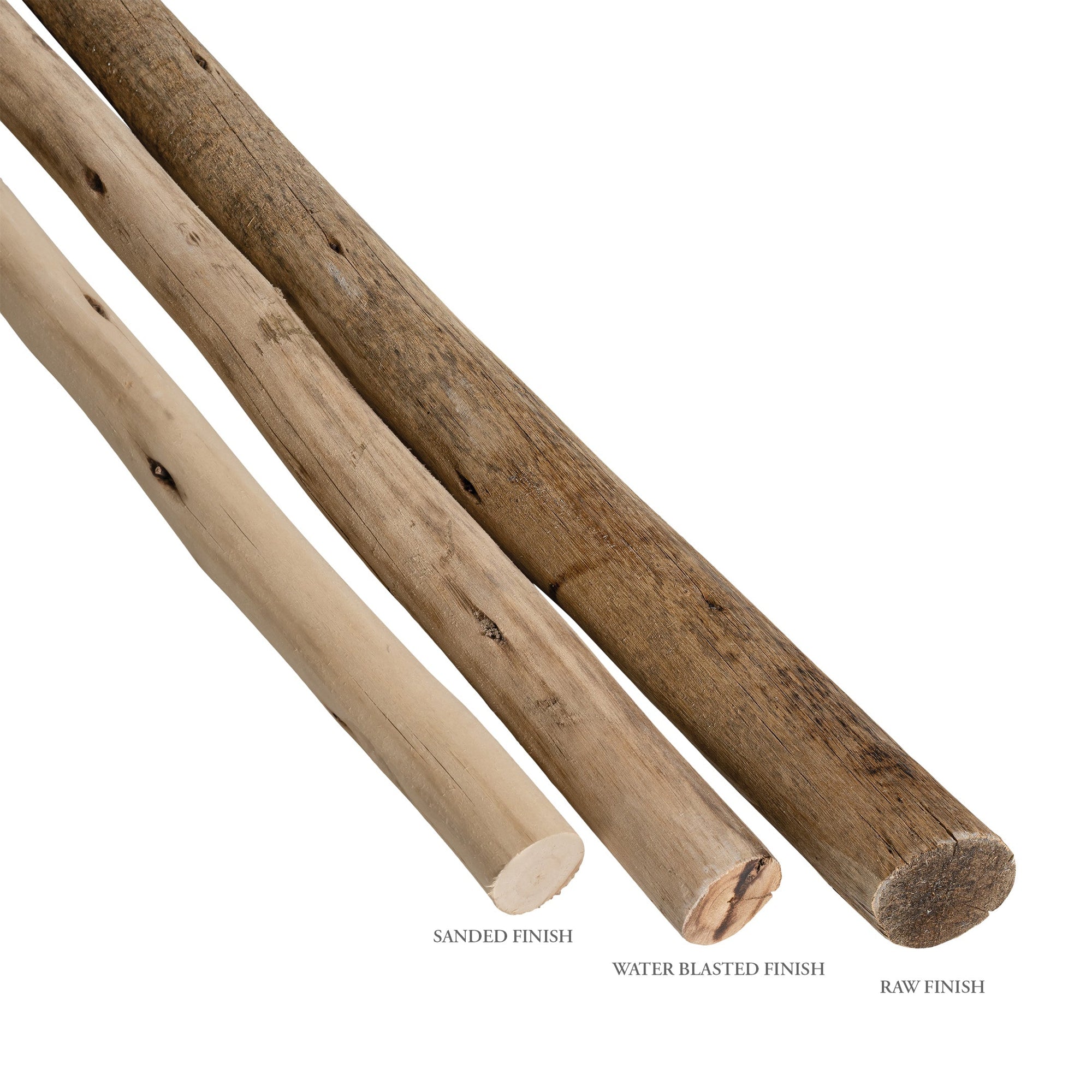 Natural eucalyptus pole bundles tied with black twine, perfect for adding rustic charm and coastal style to home decor