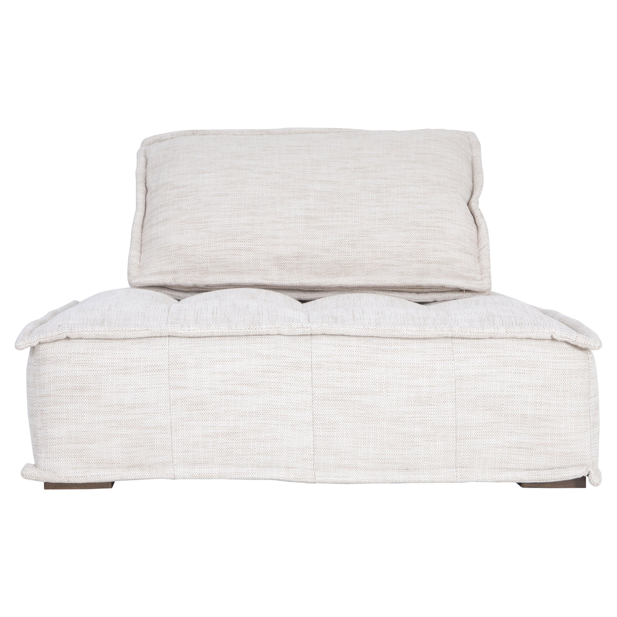 A stylish natural linen modular sofa with a low-profile design and plush cushioning, offering a relaxed and contemporary seating option for modern interiors