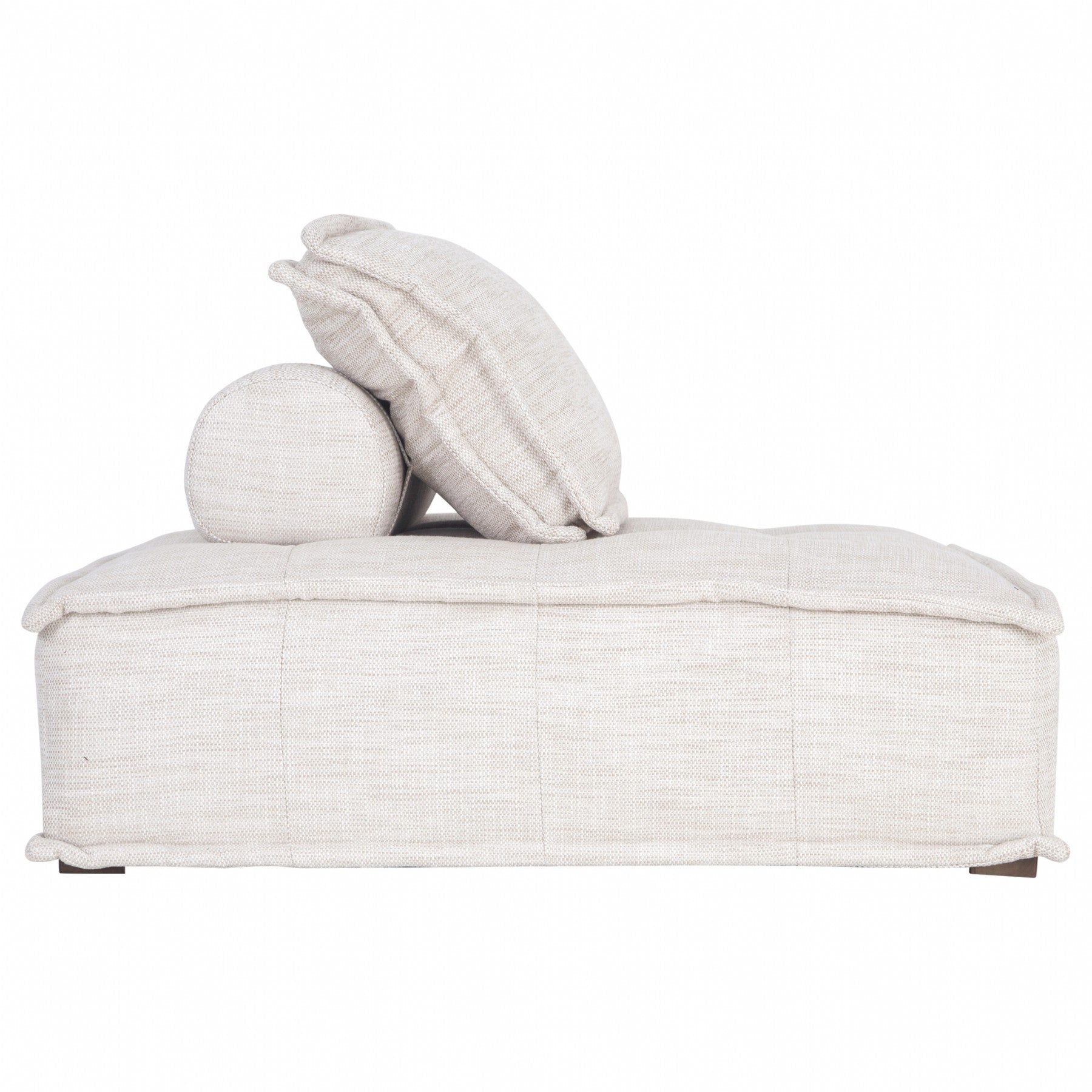 A stylish natural linen modular sofa with a low-profile design and plush cushioning, offering a relaxed and contemporary seating option for modern interiors