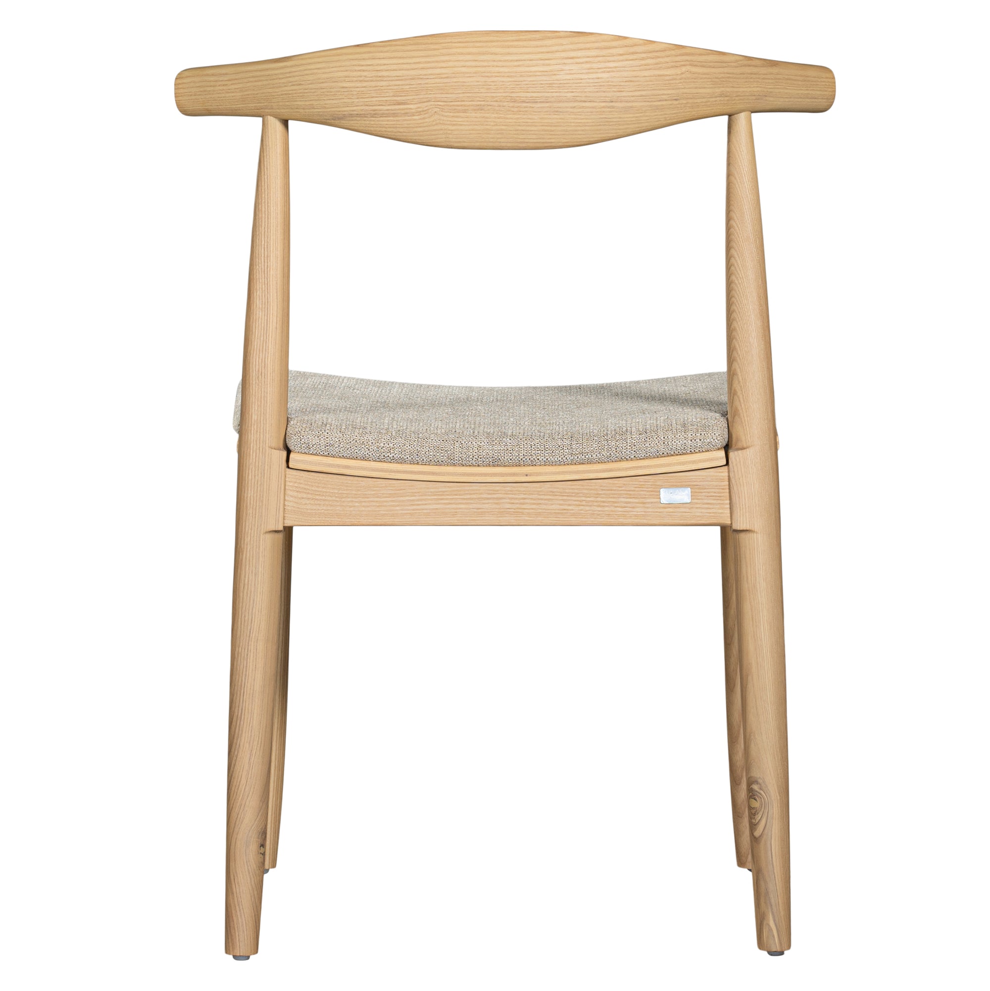 Kulala Living natural wood dining chair featuring a sculpted backrest and a lightly upholstered seat in a neutral fabric. A blend of minimalist design and organic materials, perfect for modern dining spaces.